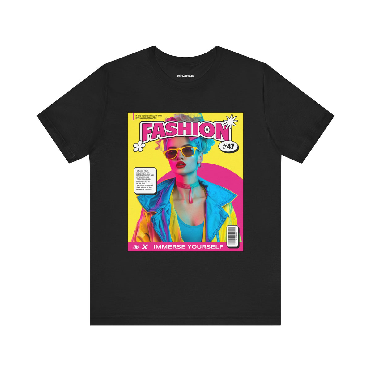 Magazine Cover Graphic Unisex Cotton Bella+Canvas Tee with Retro Poster ab25