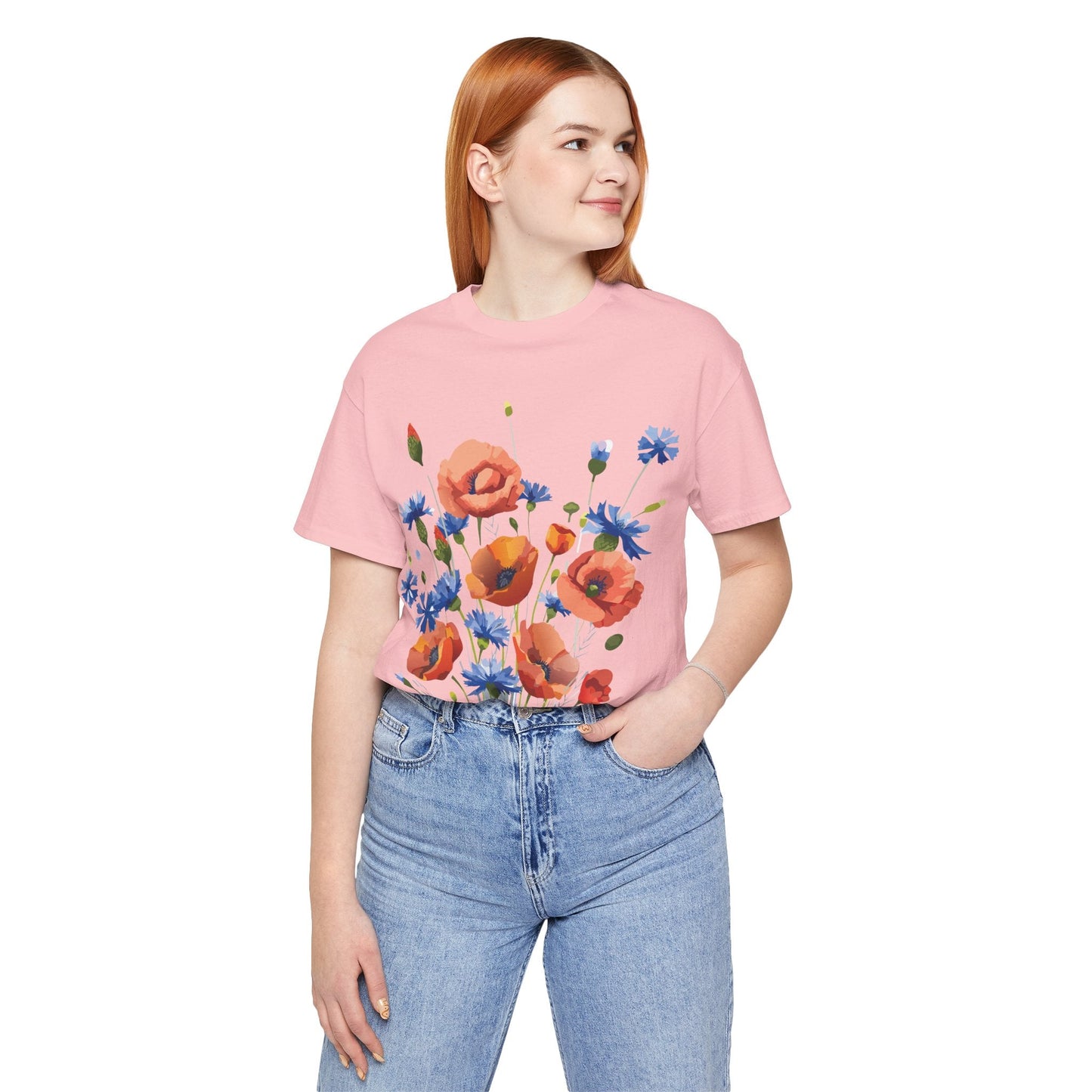 Unisex Floral Shirt Floral Print Tee Lightweight Breathable Fabric Short Sleeve Casual Wear