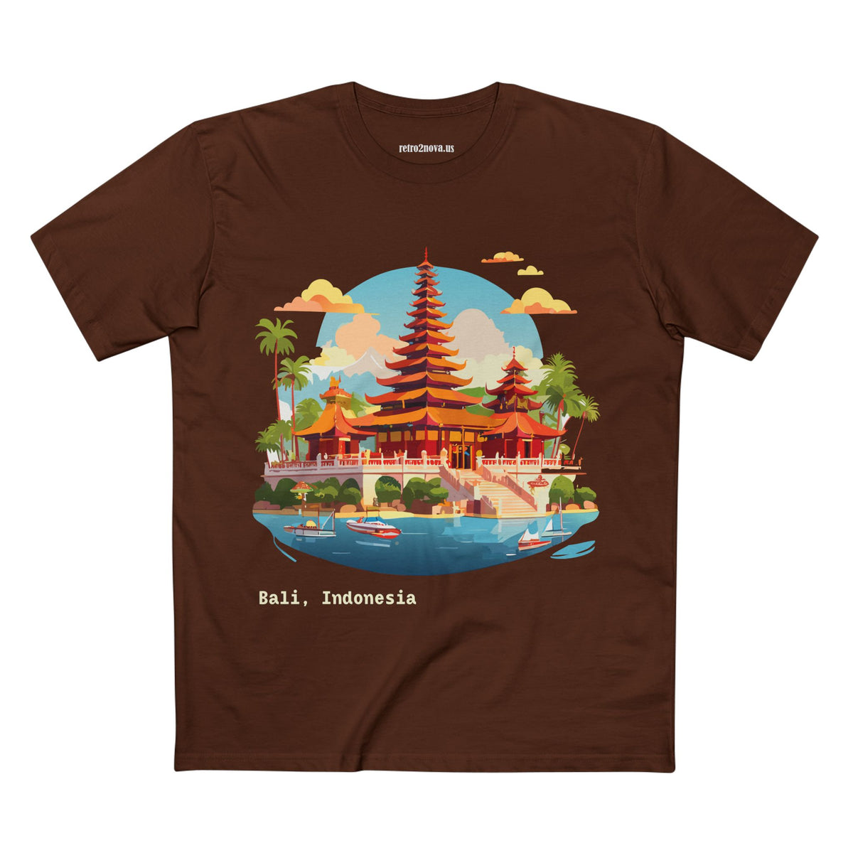 Bali Temple Landscape Tee | Indonesia Pagoda Illustration