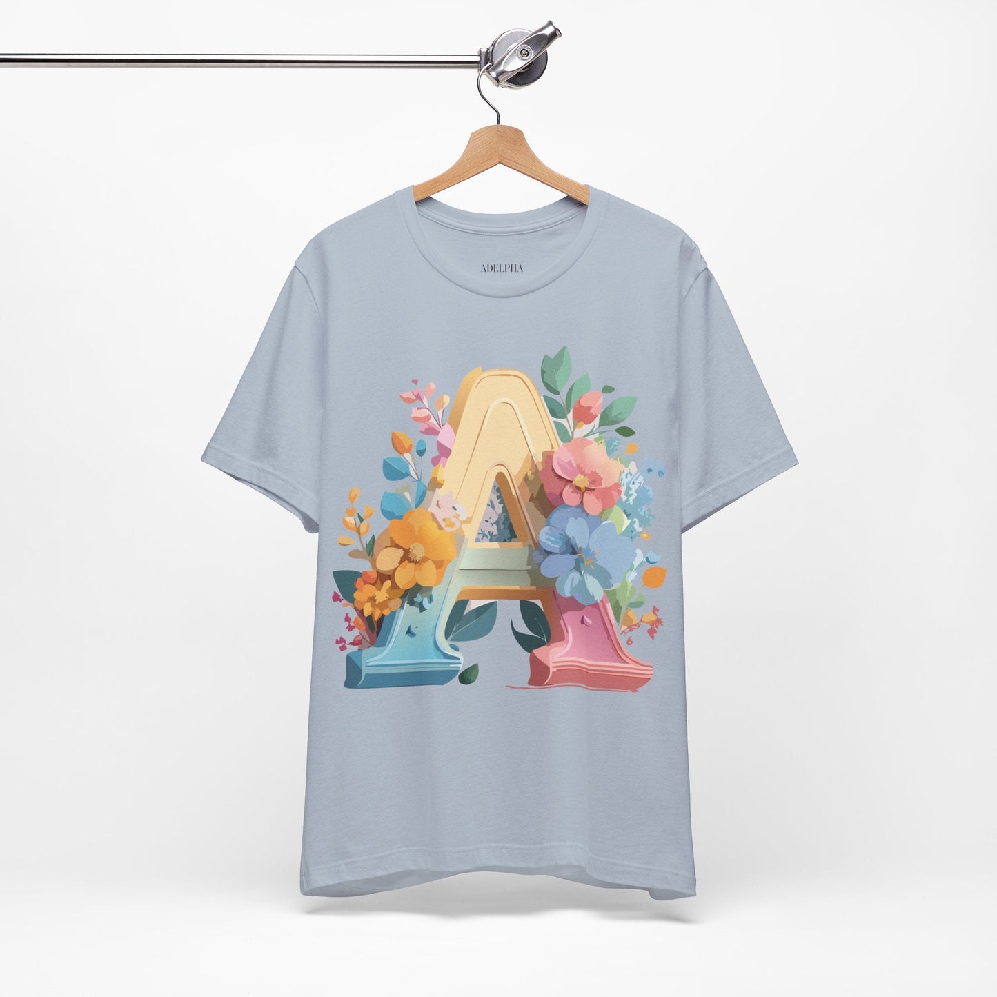 Letter A Shirt Graphic Tee Unisex Short Sleeve by Adelpha Vintage Inspired Art Tee