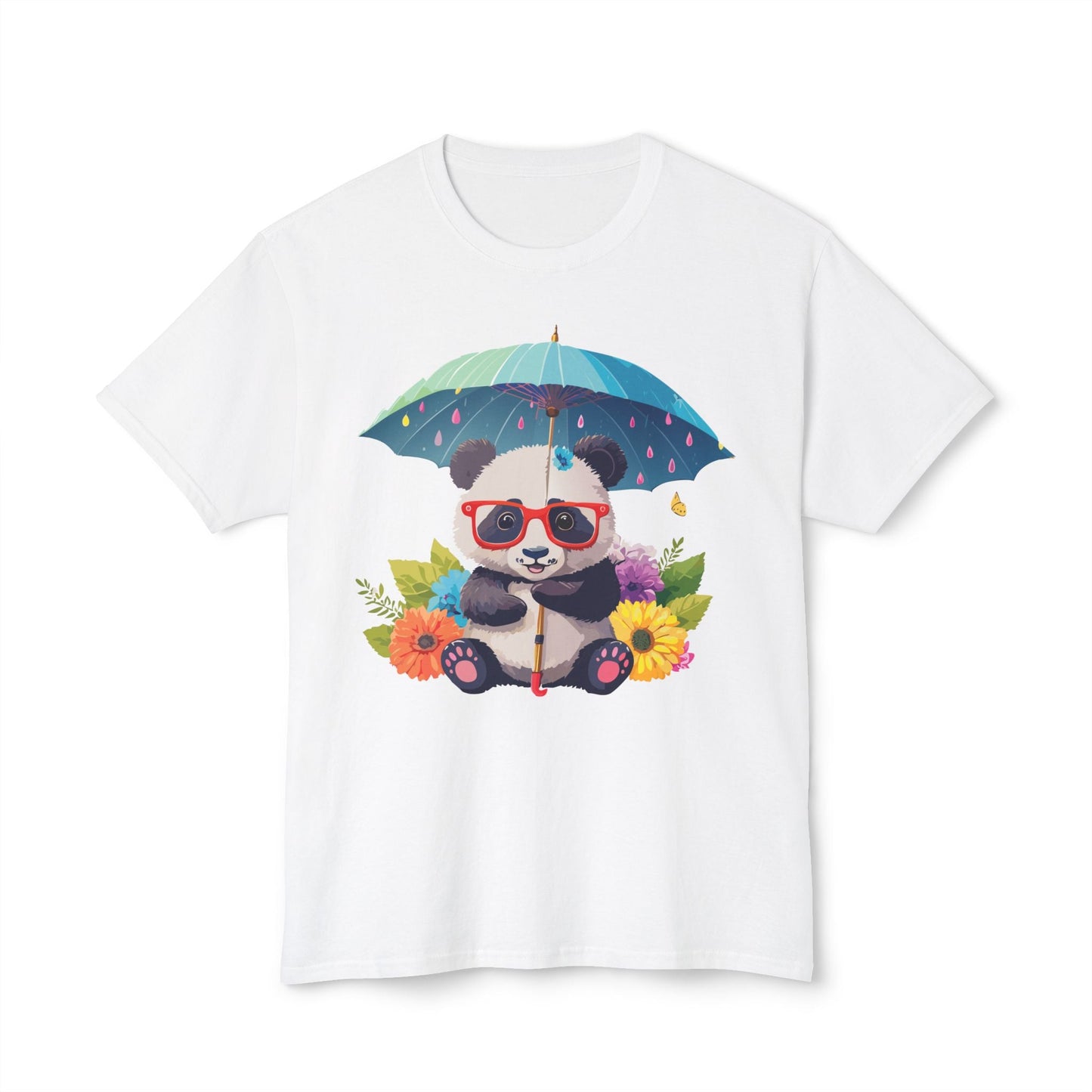 Panda Art T Shirt Unisex HD Cotton Tee With Floral Print Panda Design USA Printed Now