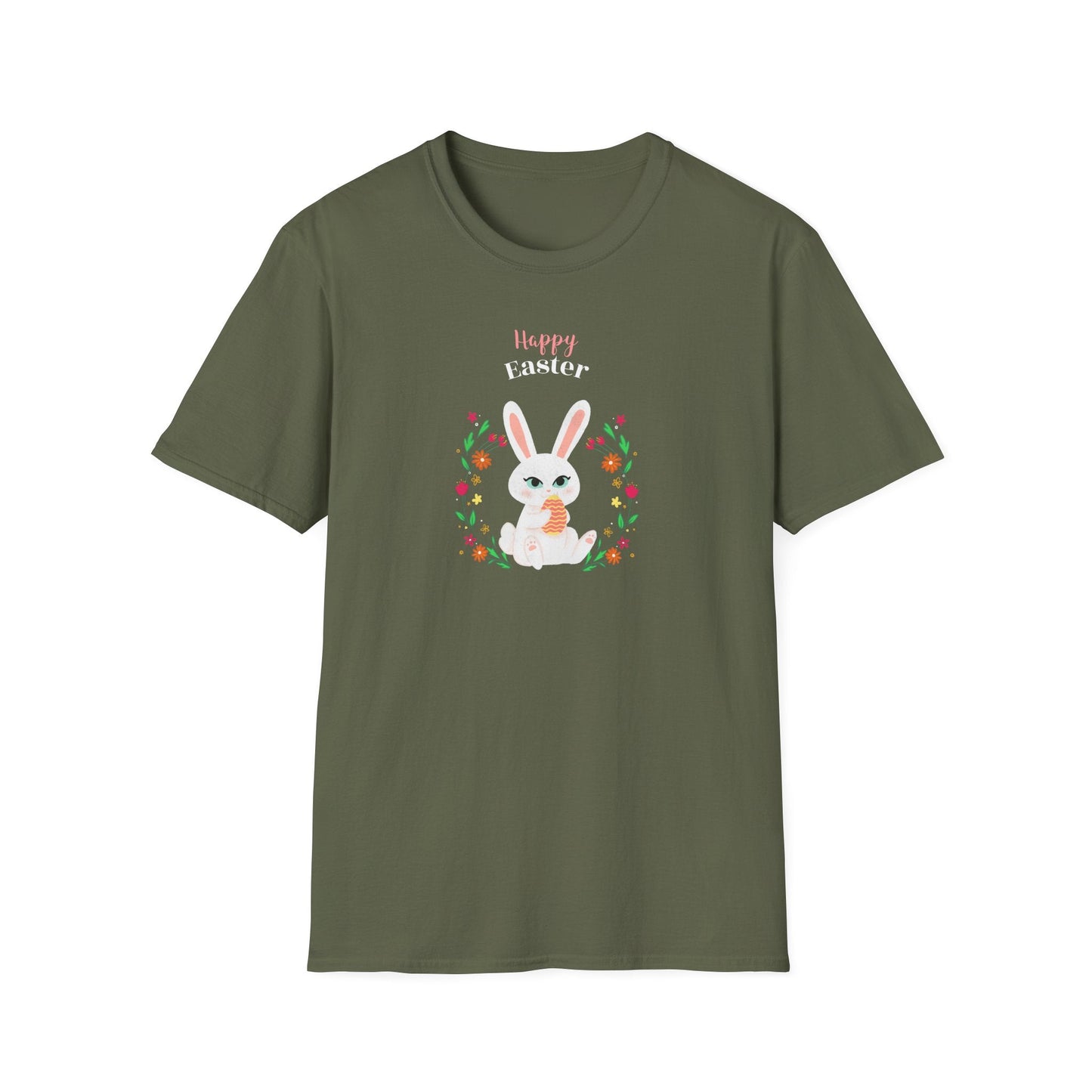 Easter Bunny T Shirt Unisex Gildan Softstyle Tee 100 Percent Ring Spun Cotton Easter Design