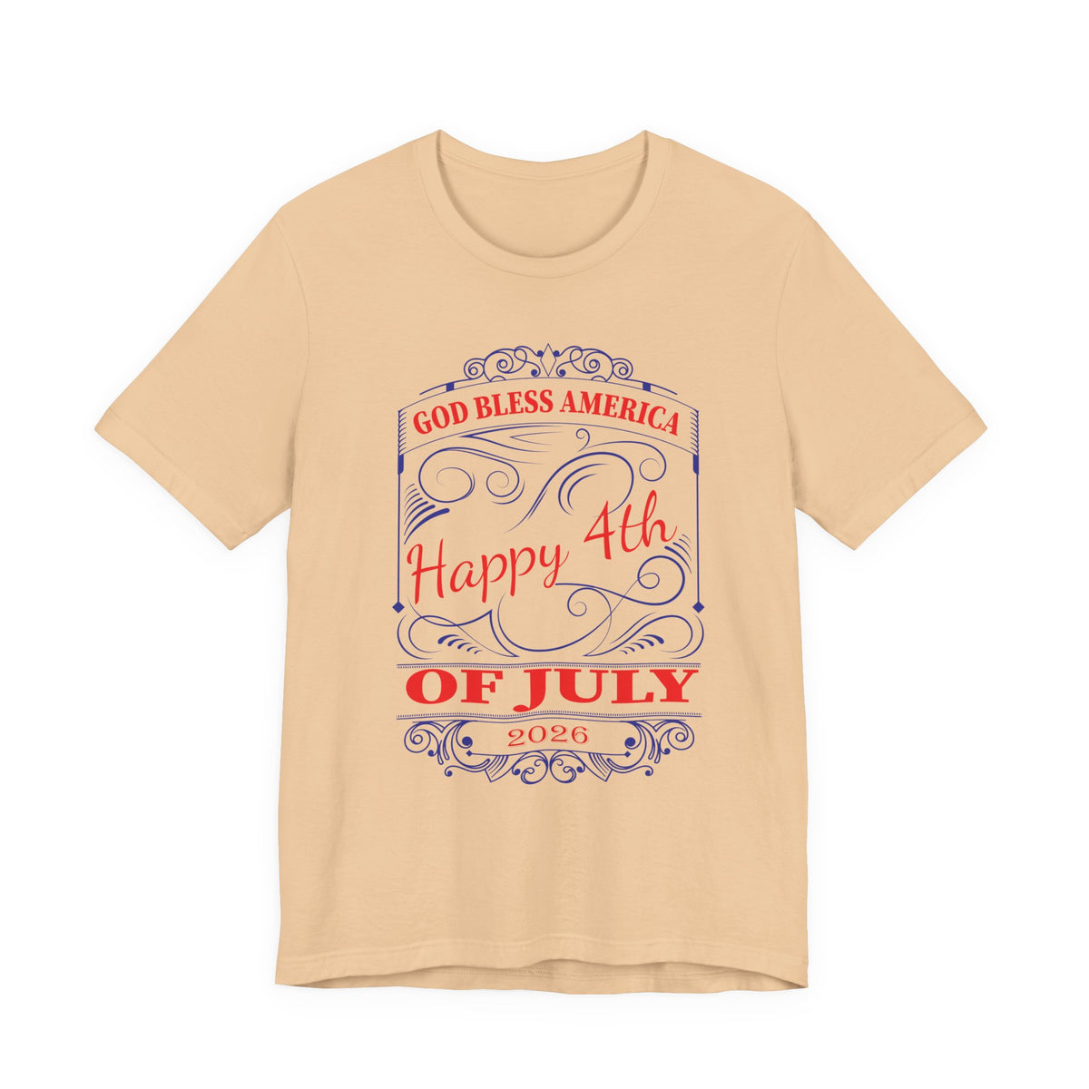 God Bless America Happy 4th of July 2026 T-Shirt Patriotic Independence Day Unisex Cotton Tee 010