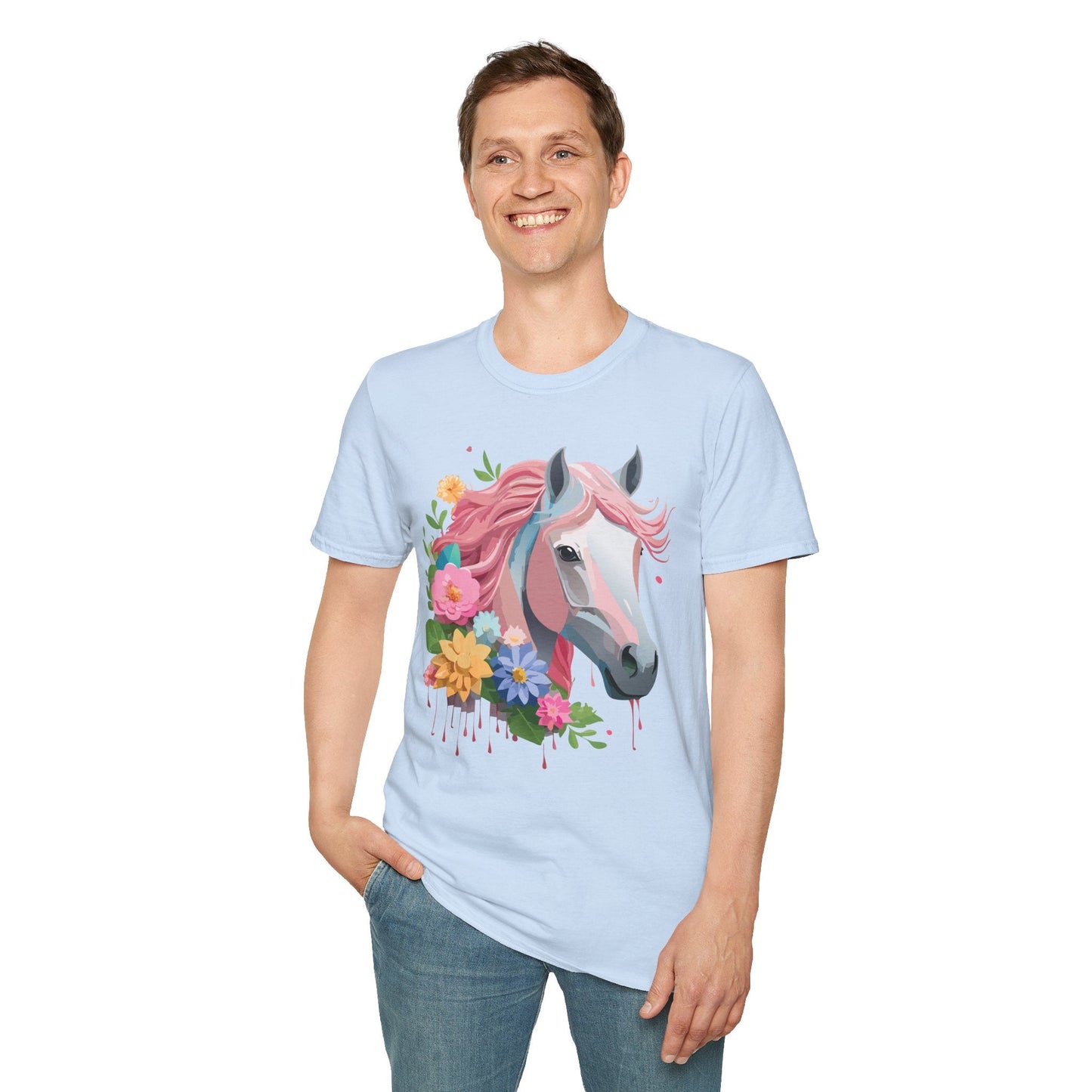 Unisex Horse Shirt Softstyle Cotton Tee With Animal Print Design