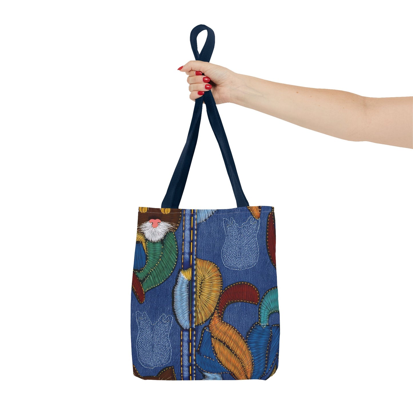 Denim Fabric Imitation Print Unisex Canvas Bag Poly Spun 3 Sizes Tote Bag 190-3