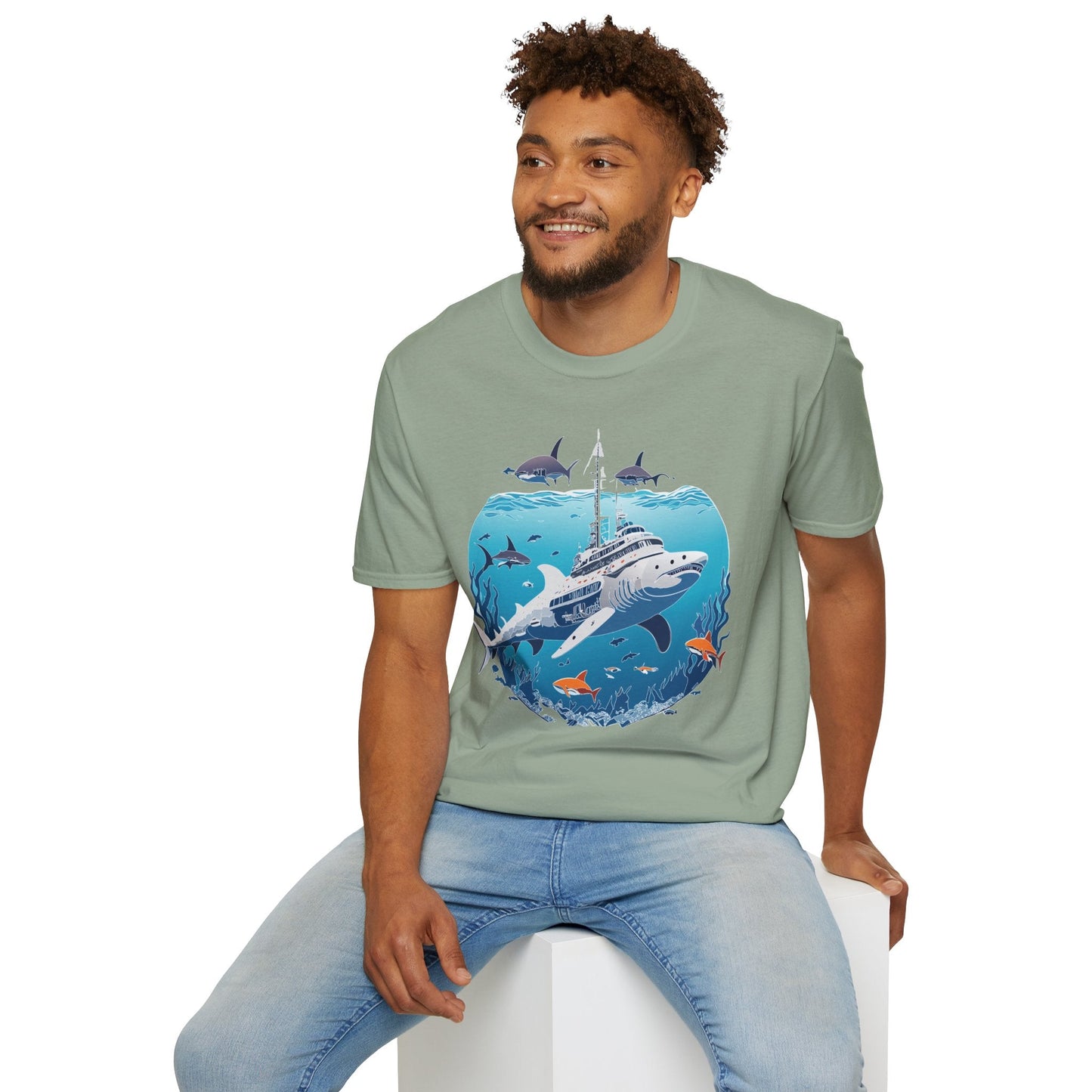 Ocean Tee Shirt Unisex Softstyle 64000 Ring Spun Cotton Art Design Tee For Everyday Comfort