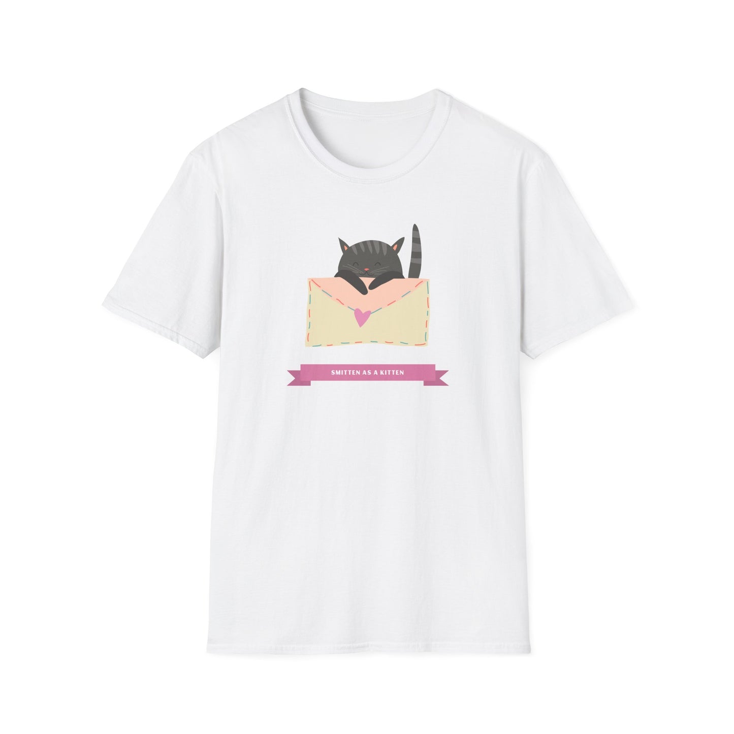 Cat Heart T-Shirt, T-Shirt with Love Cat, Valentine Day Tees with Animals, Unisex Cotton Tee with Art Design 34