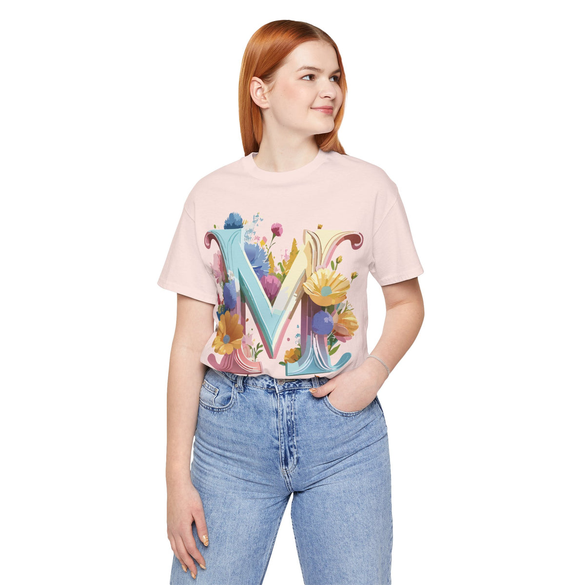 Letter M Graphic Unisex Cotton Bella+Canvas Tee with Art Letter Design