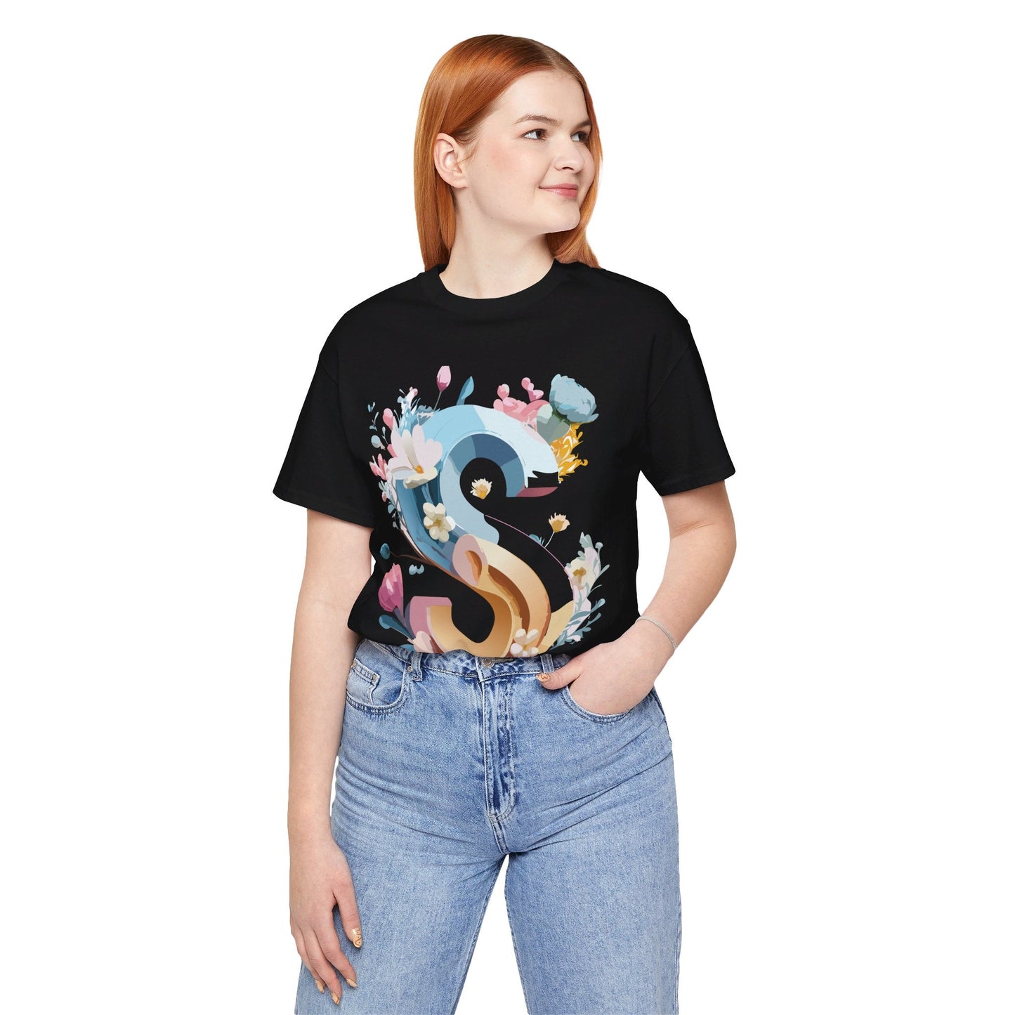 Letter S Graphic Tee Unisex Jersey Short Sleeve Vintage Inspired Artwork
