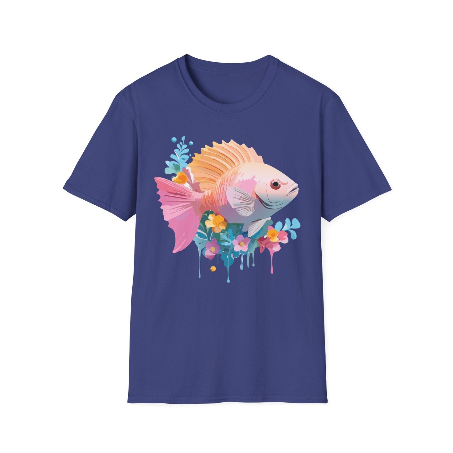 Fish Art Design Graphic Tee Shirt Unisex Softstyle Cotton Short Sleeve Comfort Fit Everyday Wear