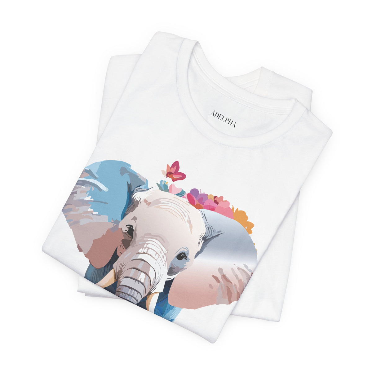 Elephant Graphic Unisex Cotton Bella+Canvas Tee with Art Animal Design e123