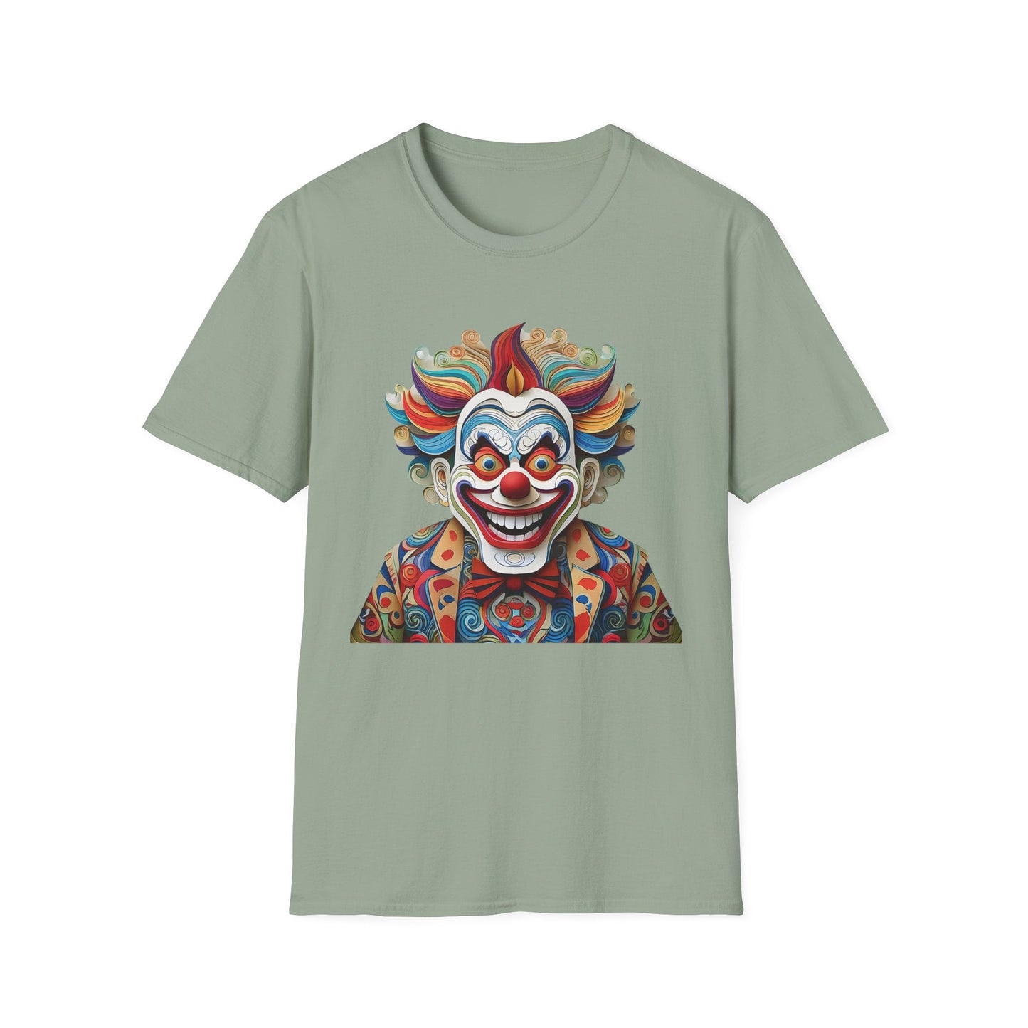 Graphic Clown Themed Unisex Softstyle Tee Funny Man Circus Scary Man Gildan 64000