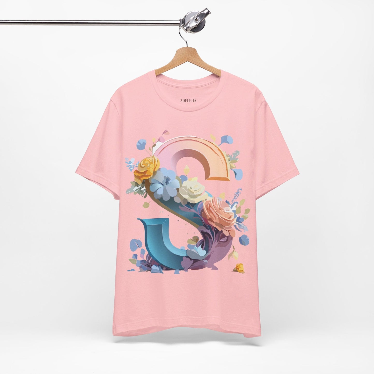 Letter S Graphic Tee Unisex Short Sleeve Shirt Adelpha Vintage Inspired Art Design