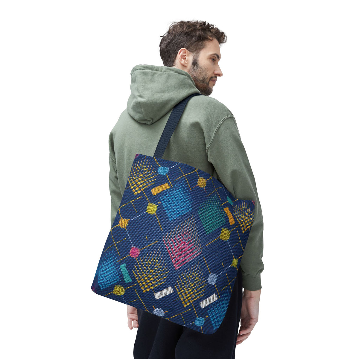Diwali Graphic Denim Fabric Imitation Print Unisex Canvas Bag Poly Spun 3 Sizes Tote Bag 205-11