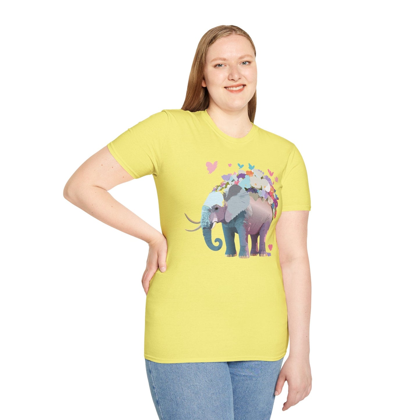 Elephant Graphic T Shirt Unisex Cotton Softstyle Tee Gildan 64000 Elephant Design For Animal Lovers