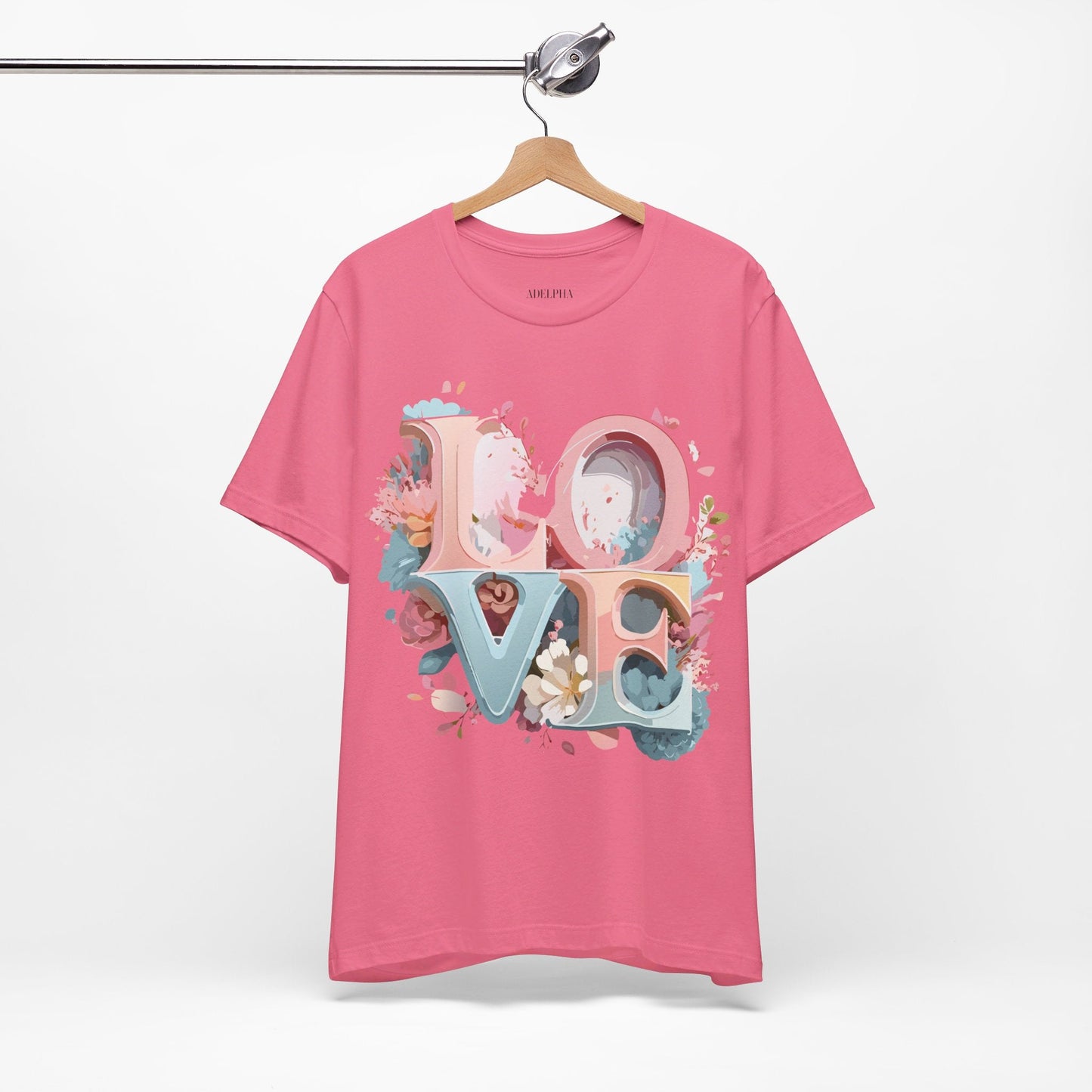 Valentine Day Graphic Unisex 100 Cotton Vintage Artwork with Love and Flower Design Tee 47