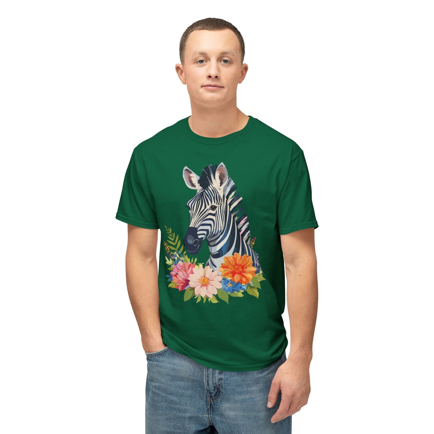 Unisex Zebra Art T Shirt With Full Color Print 100 Percent Cotton Jersey Tee Premium