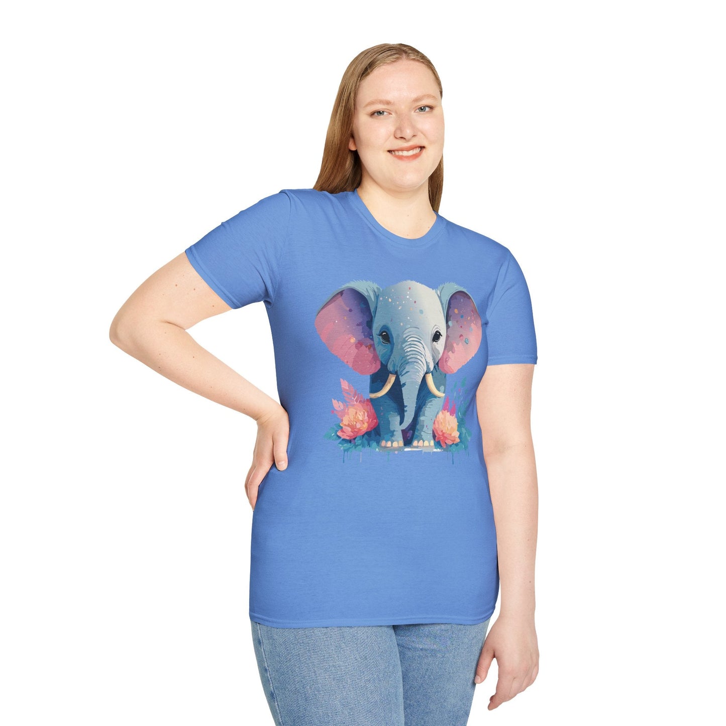 Elephant T Shirt For Adults Unisex Gildan Softstyle 64000 100 Percent Ring Spun Cotton Tee