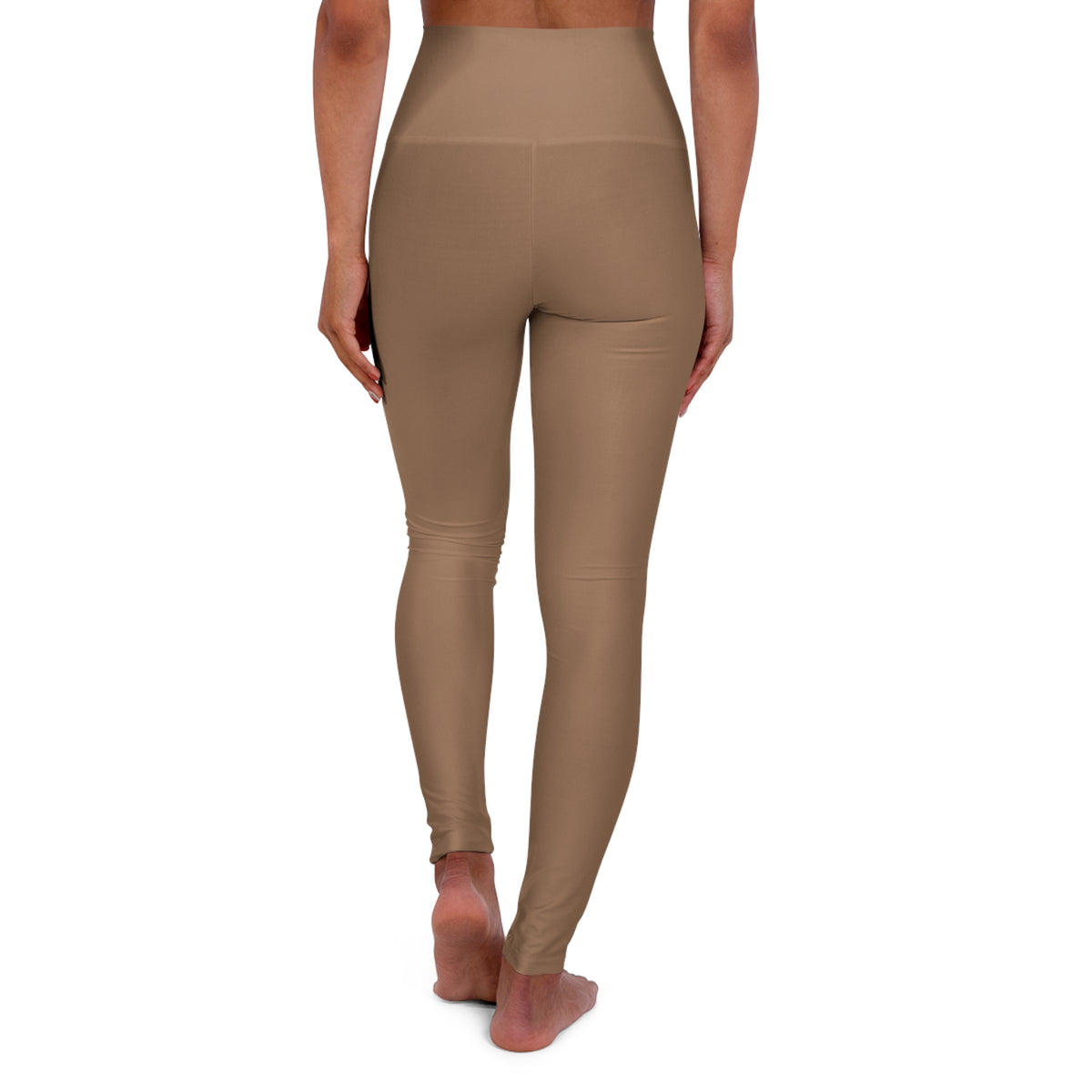 High-Waist Faded Copper Yoga Leggings Women's Poly-Span Smooth Neutral Light Brown Performance Tights