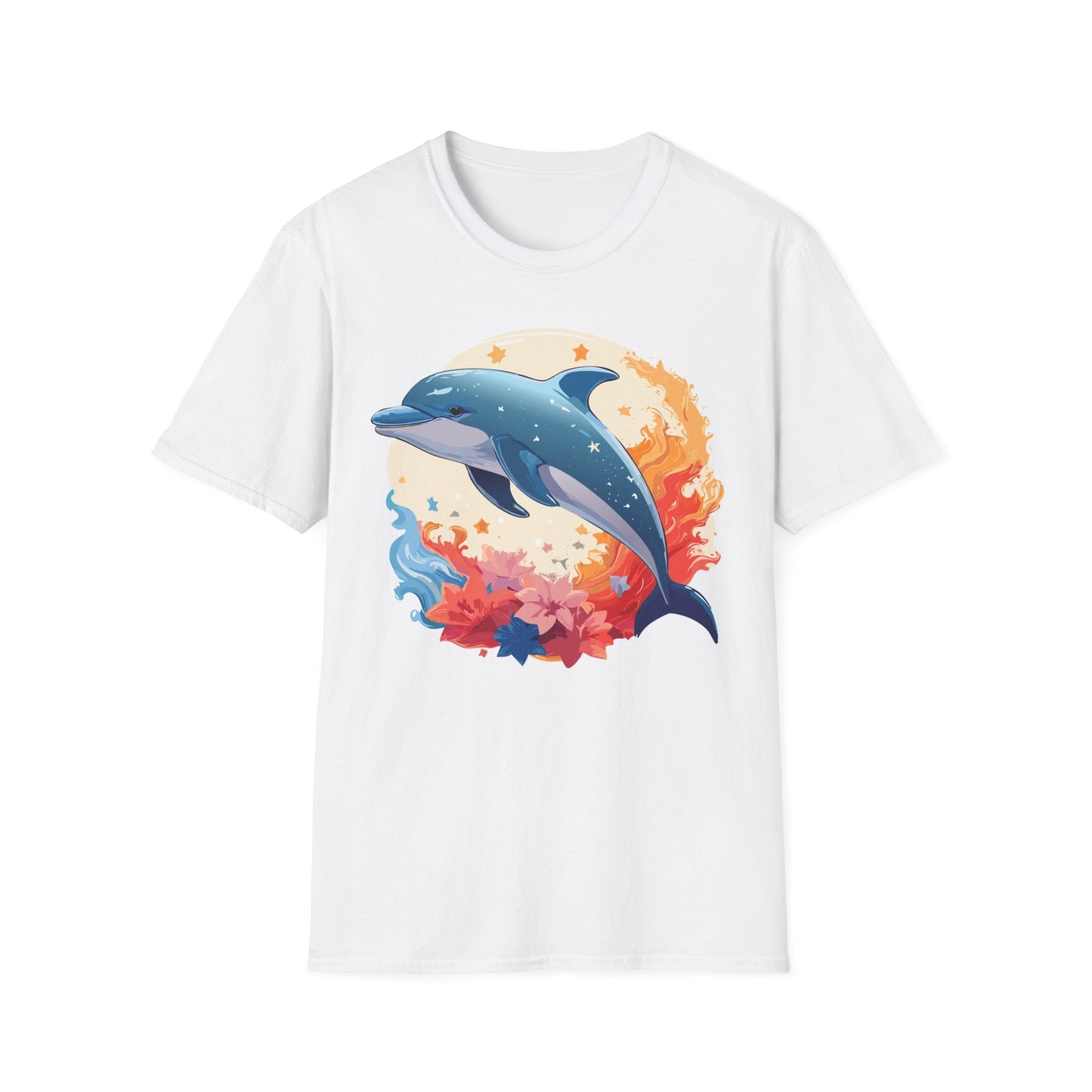 Dolphin T Shirt Unisex Softstyle Gildan 64000 100 Percent Ring Spun Cotton Animal Fish Tee
