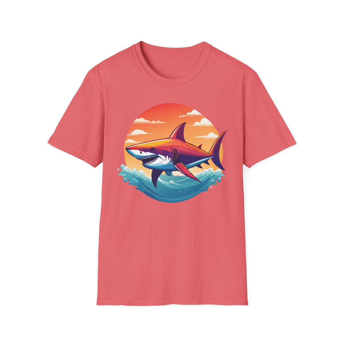 Sunset Shark T-Shirt | Retro Ocean Shark Illustration