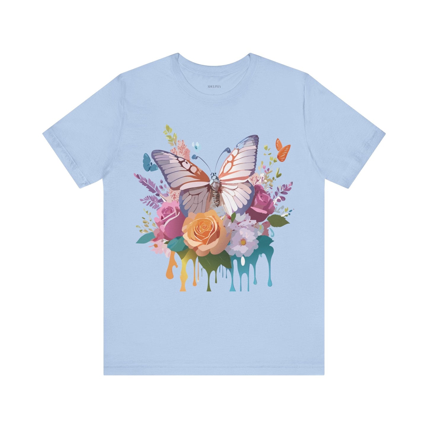 Butterfly Graphic Unisex 100 Cotton Lightweight Vintage Floral Design Jersey Tee 42