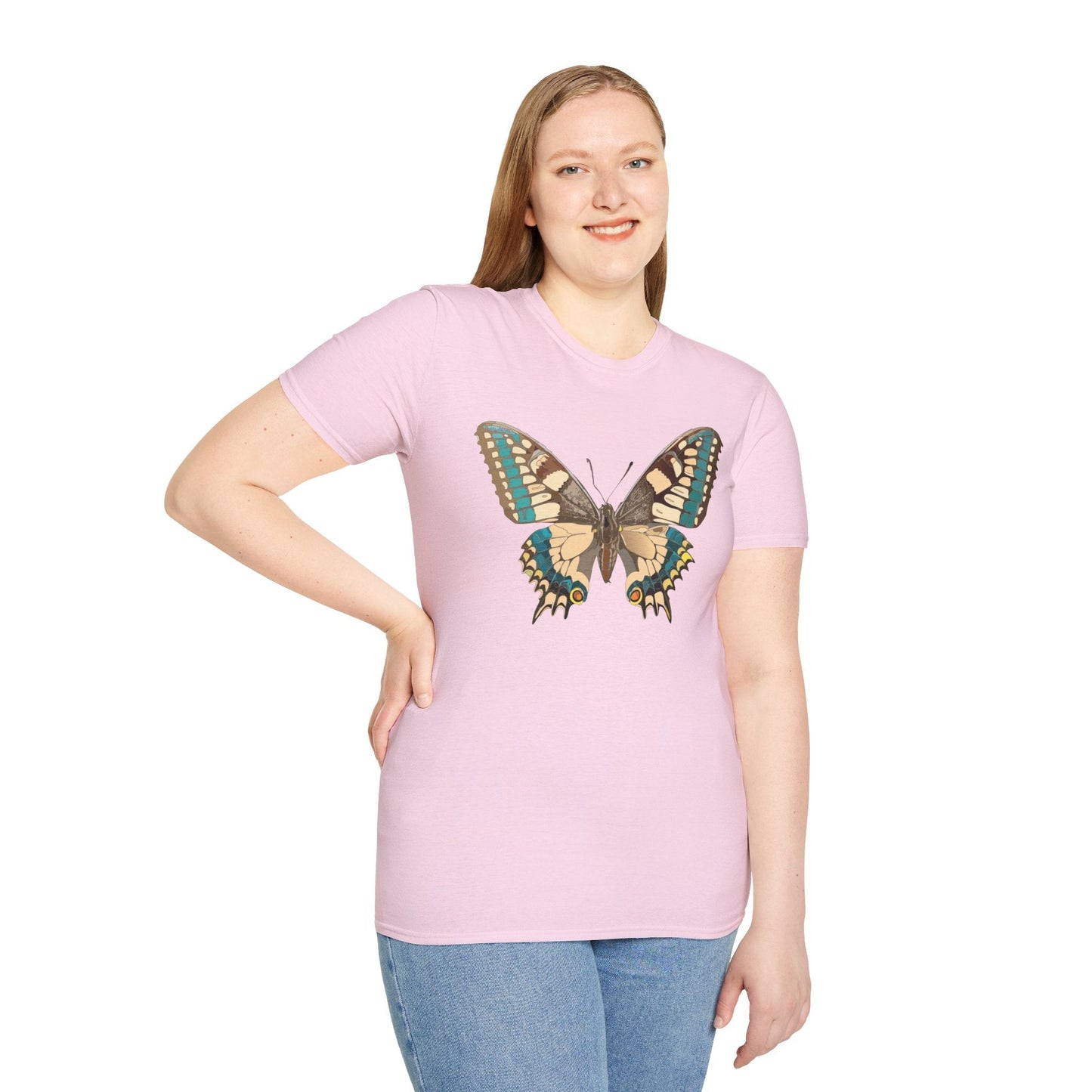 Unisex Butterfly T Shirt Softstyle 64000 Ring Spun Cotton Lightweight Tee Breathable Everyday Comfort