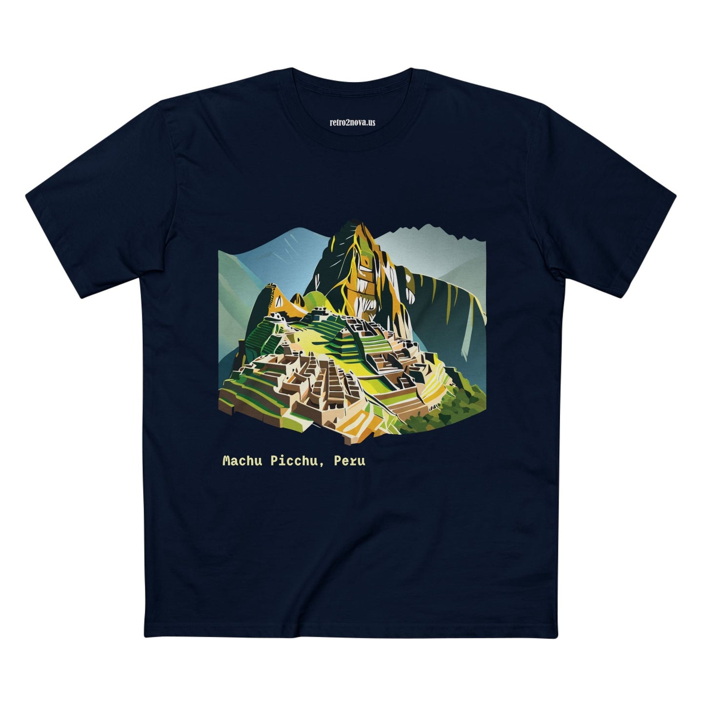 Retro2Nova Machu Picchu Travel Shirt Unisex Art Tee Premium Cotton Staple Tee With Original Design