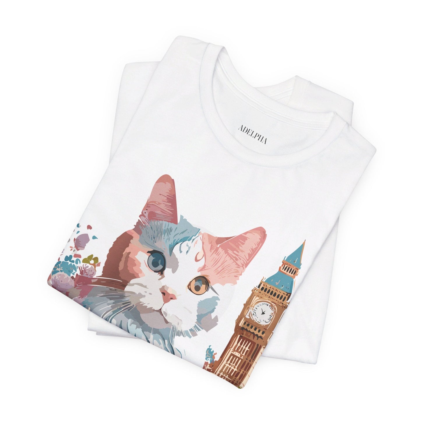 Unisex Cat Graphic Tee With Short Sleeve Vintage Inspired Art Adelpha