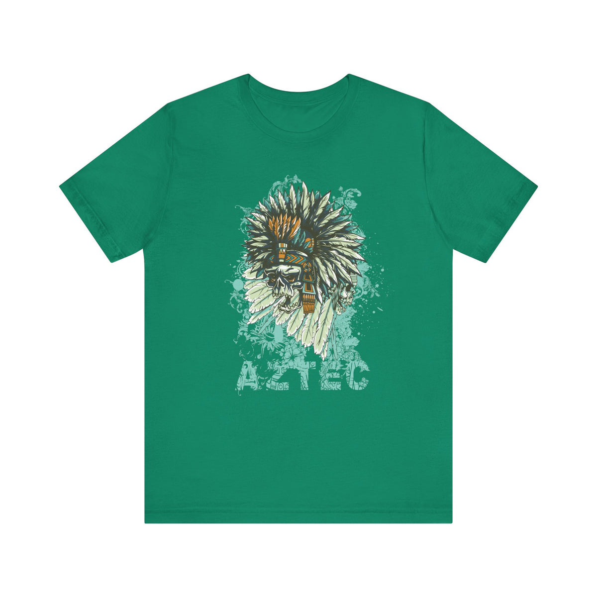 Aztec Headdress Skull T-Shirt Tribal Skull Graphic Unisex Cotton Tee Art-14