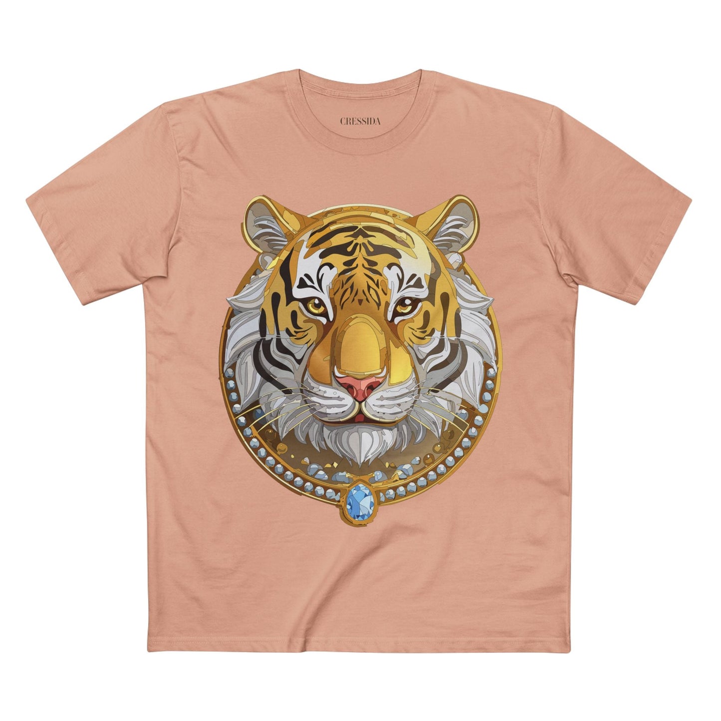 Tiger Graphic Unisex 100 Cotton Tee With Unique Animal Golden Medallion Art Design 4