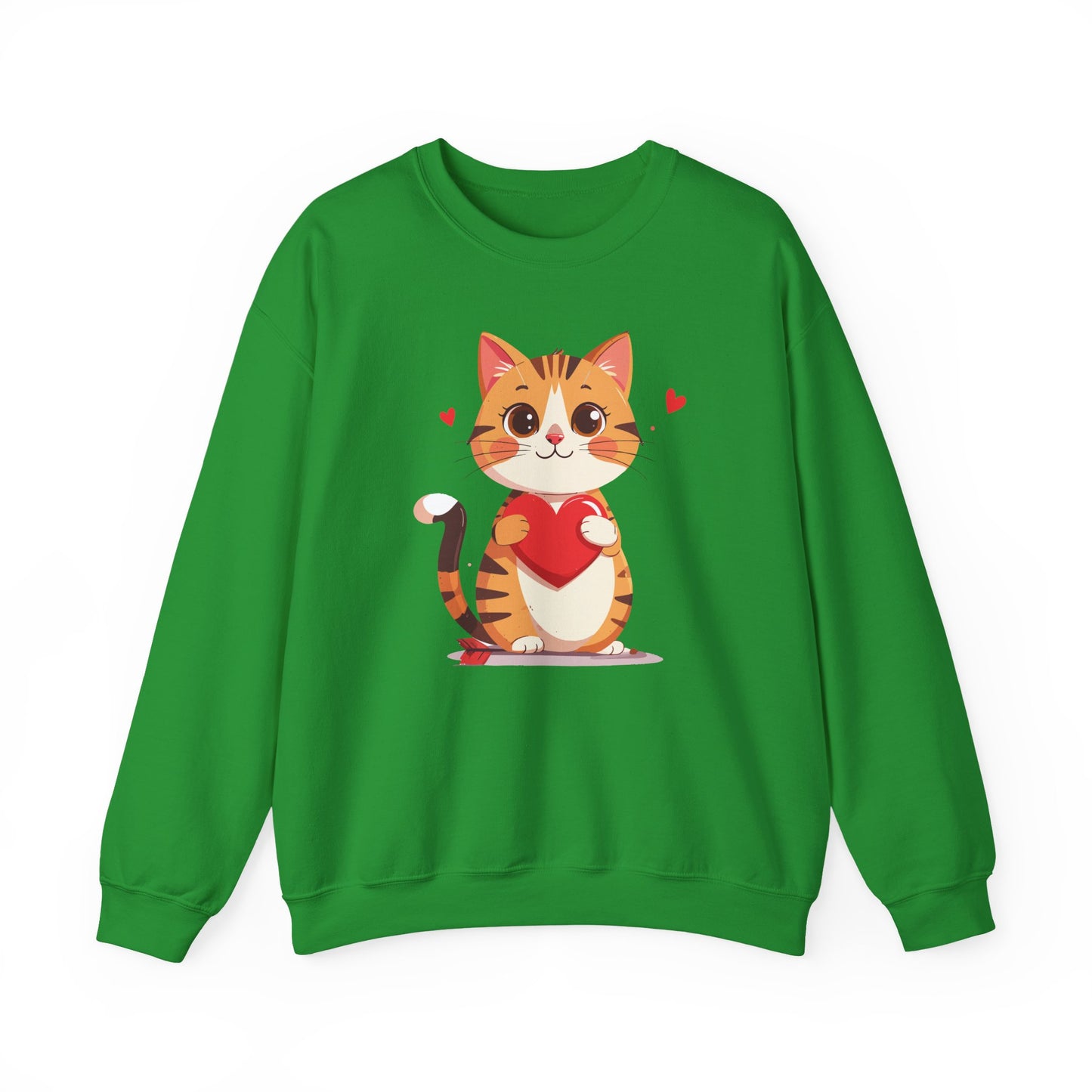 Cat Heart Sweatshirt, Heart Sweatshirt, Cat Sweatshirt, Valentine's Day Sweatshirt, 50/50 Cotton-Poly Animal Sweatshirt 103