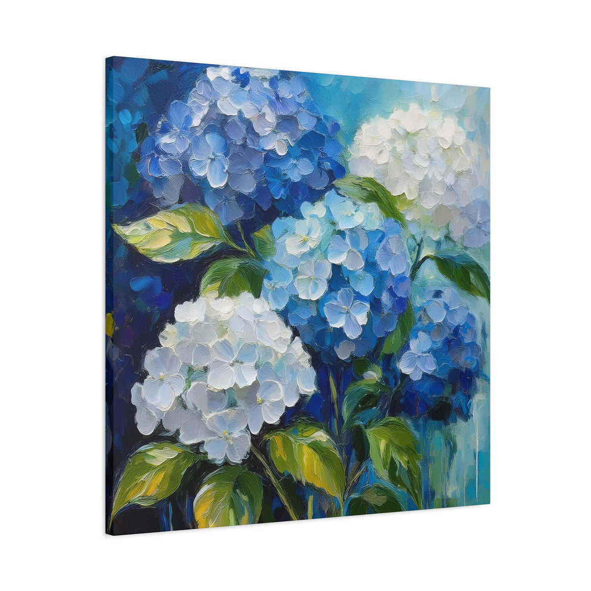 Hydrangeas Print Canvas, Flowers Oil Paint Print 20x20, 24x24, 30x30, 32x32, 36x36, Floral Art Design Print Non-Frame MC-32