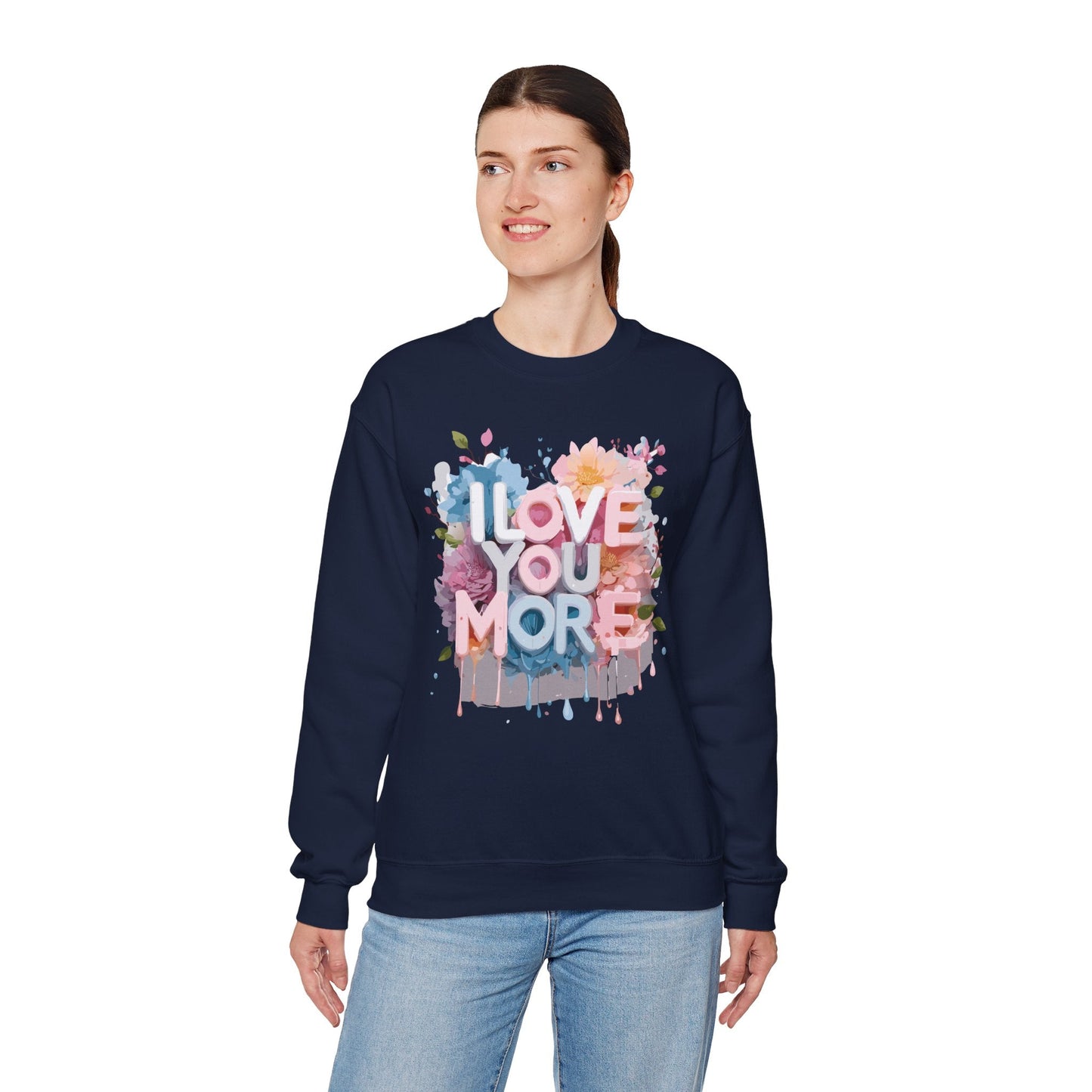 Floral Love Sweatshirt Unisex Heavy Blend Crewneck Valentines Day 50 50 Cotton Polyester Gildan 18000
