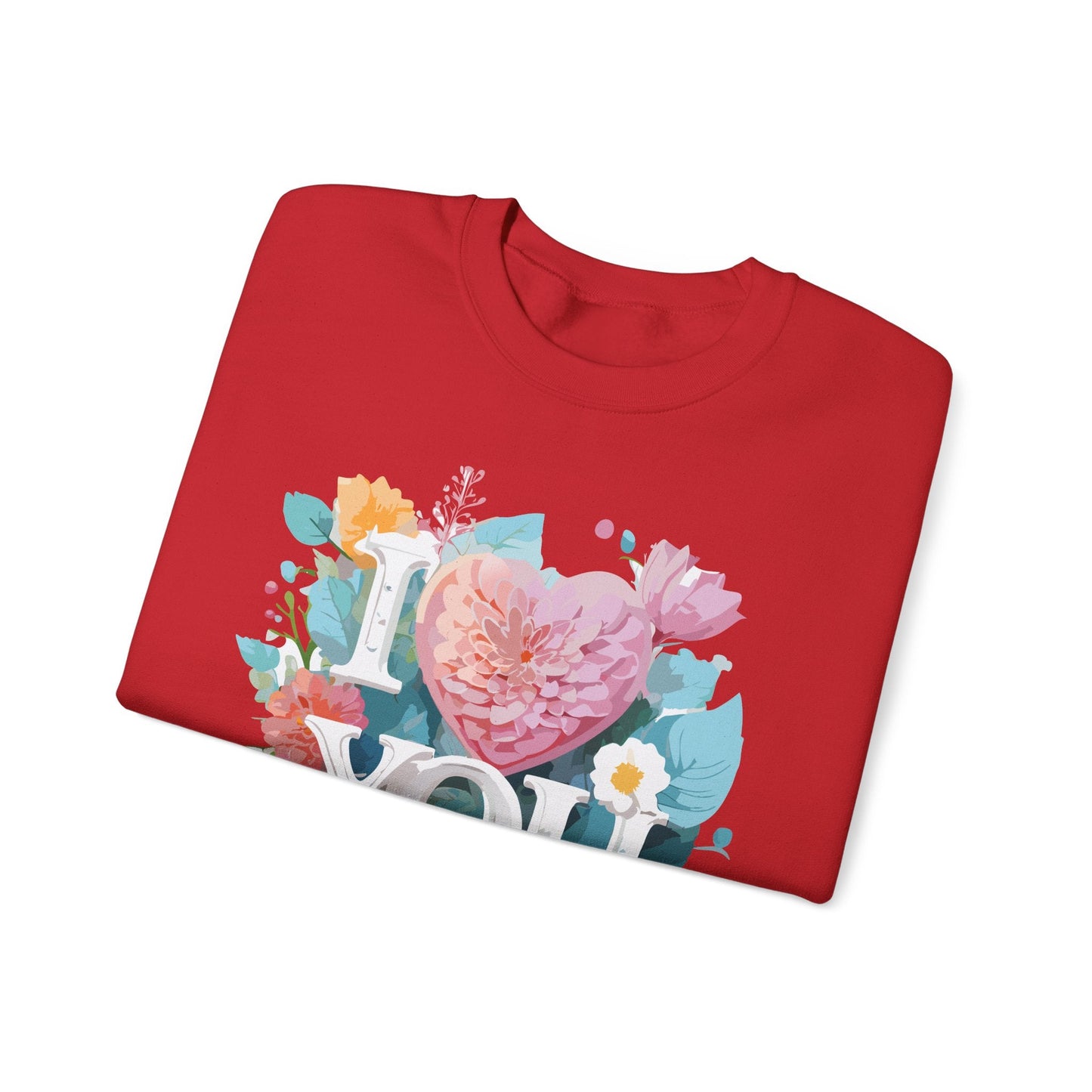 Floral Love Sweatshirt Unisex Valentines Day Gift 50 50 Cotton Polyester Crewneck