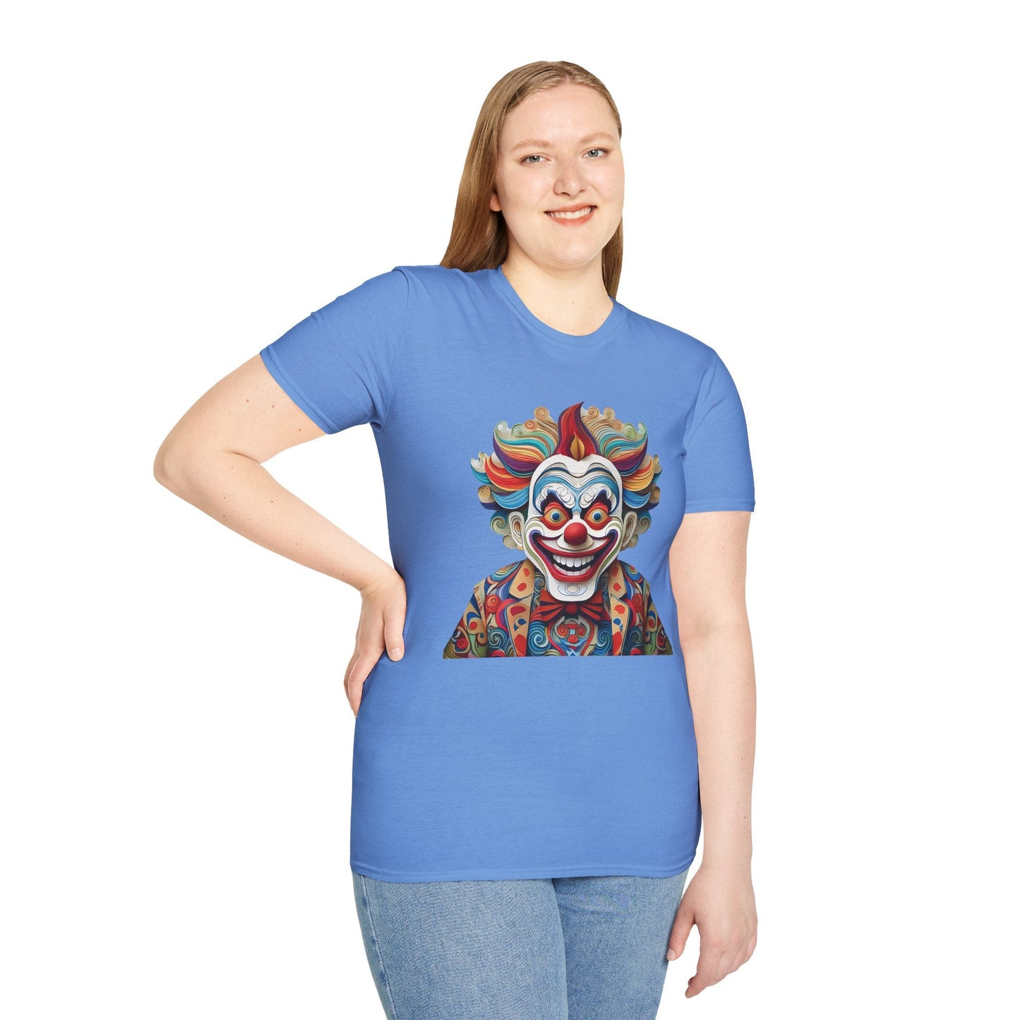 Graphic Clown Themed Unisex Softstyle Tee Funny Man Circus Scary Man Gildan 64000