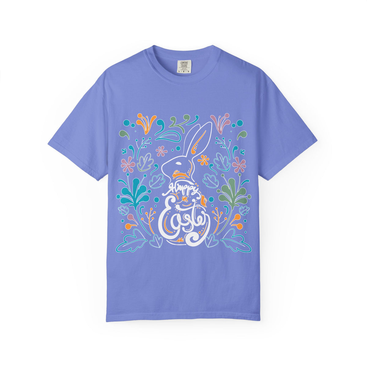 Easter Bunny Floral T-Shirt, Tee Shirt with Easter Signature, T Shirt with Easter Prints, Tee Shirt with Easter Design