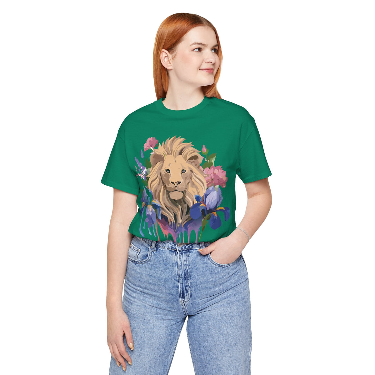 Lion Graphic Unisex Cotton Bella+Canvas Tee with Art Animal Design e318