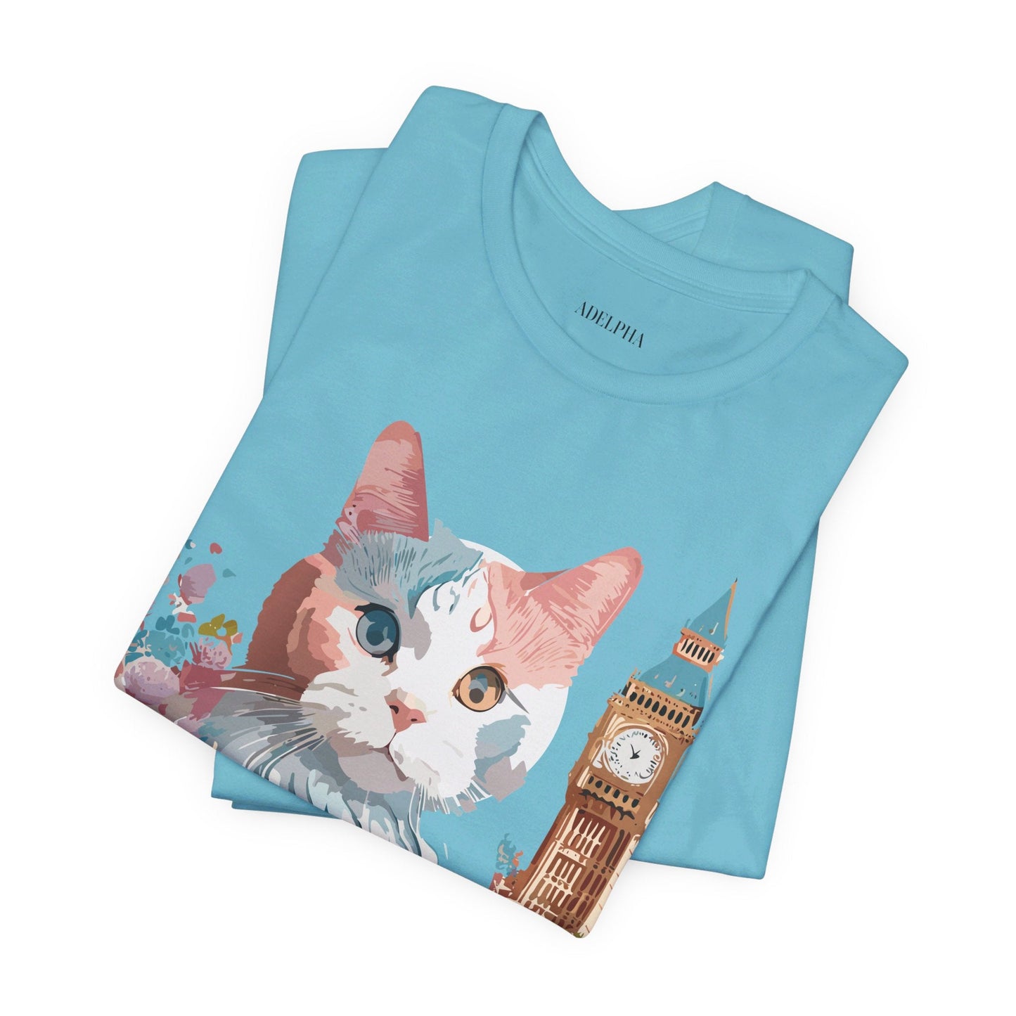 Unisex Cat Graphic Tee With Short Sleeve Vintage Inspired Art Adelpha
