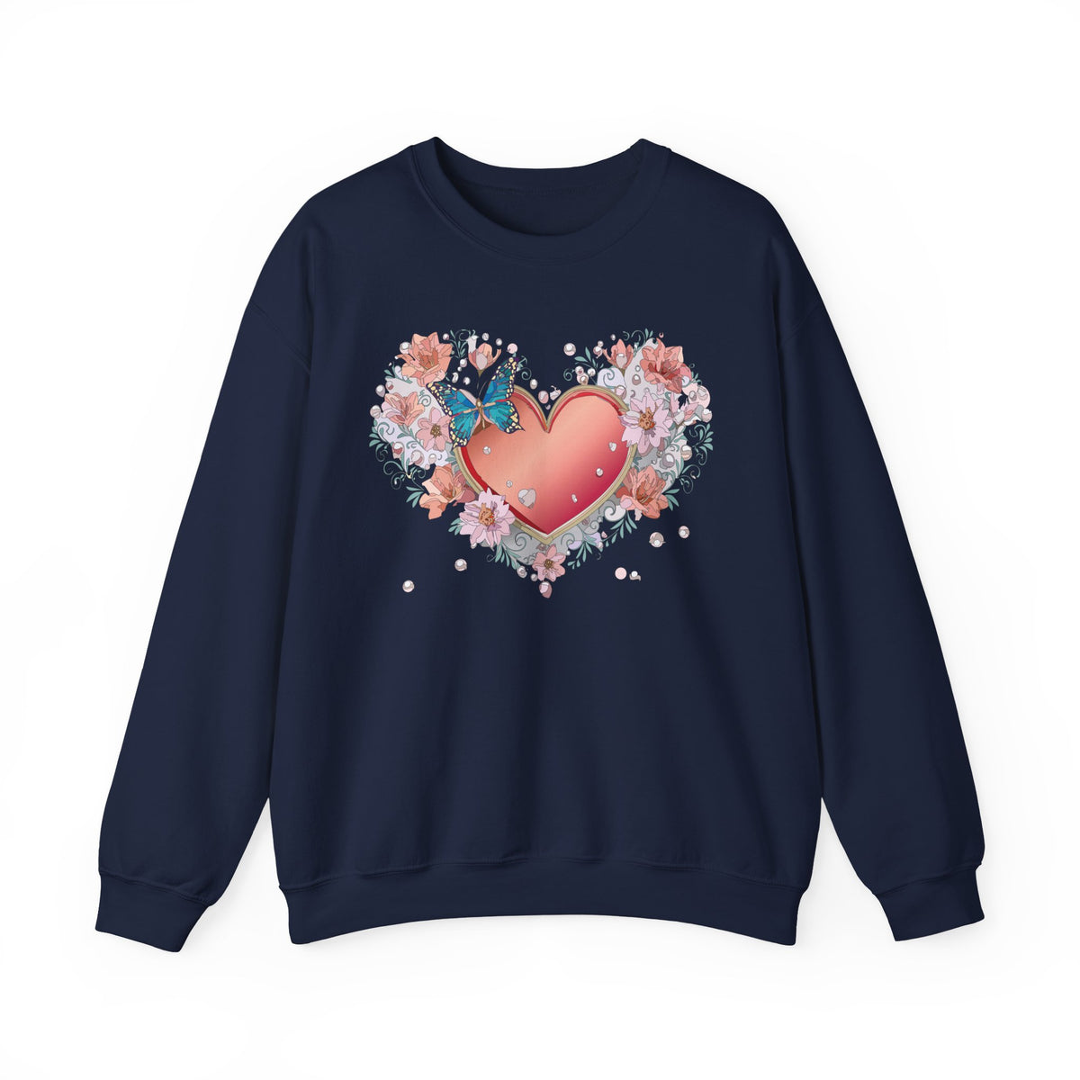 Floral Heart Love Graphic Valentine's Day Sweatshirt Unisex 50/50 Cotton-Poly Sweatshirt w26