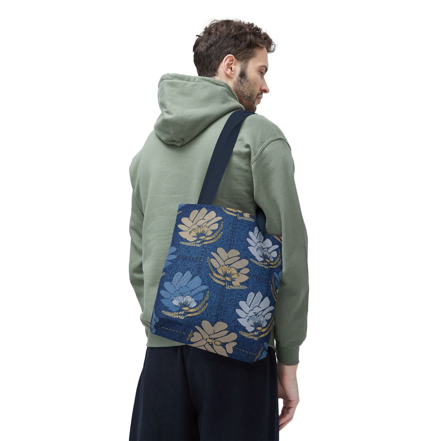 Denim Fabric Imitation Print Unisex Canvas Bag Poly Spun 3 Sizes Tote Bag 119