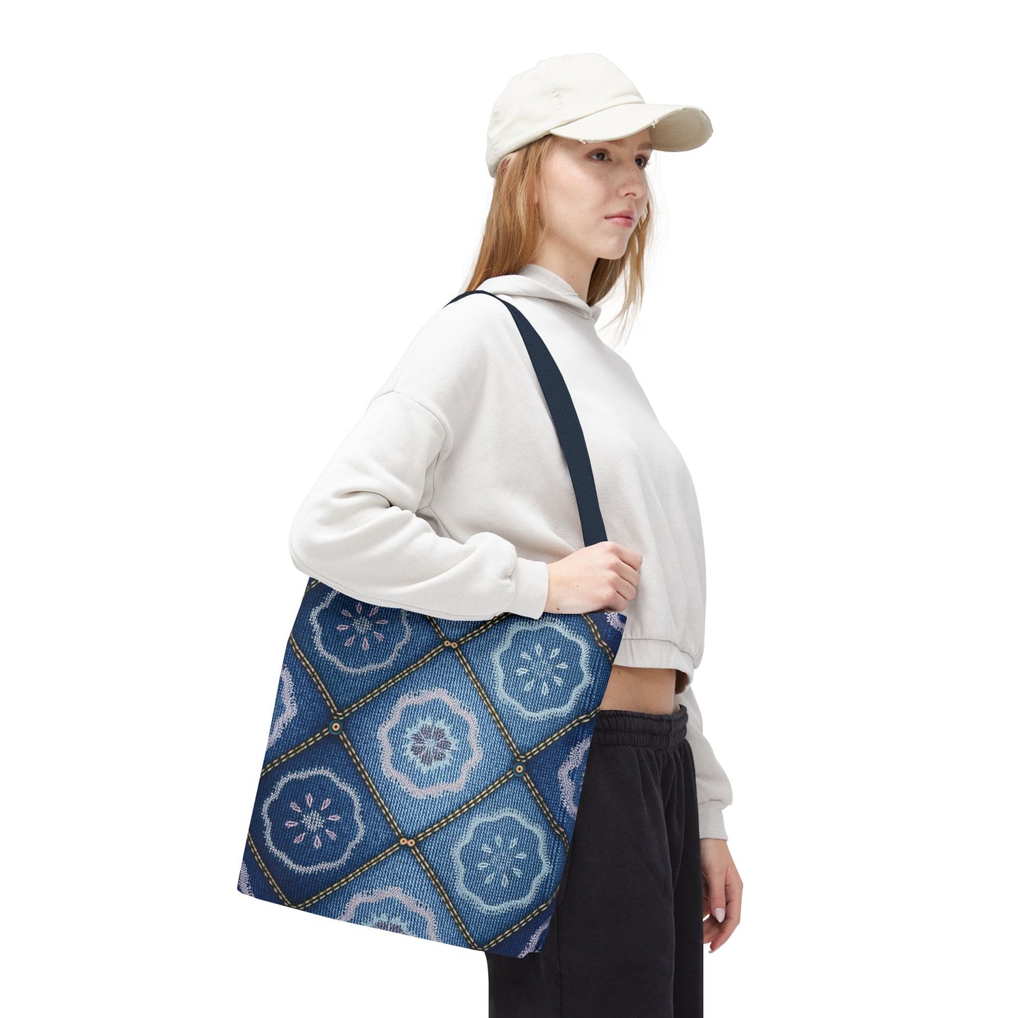 Denim Fabric Imitation Print Unisex Canvas Bag Poly Spun 3 Sizes Tote Bag 123