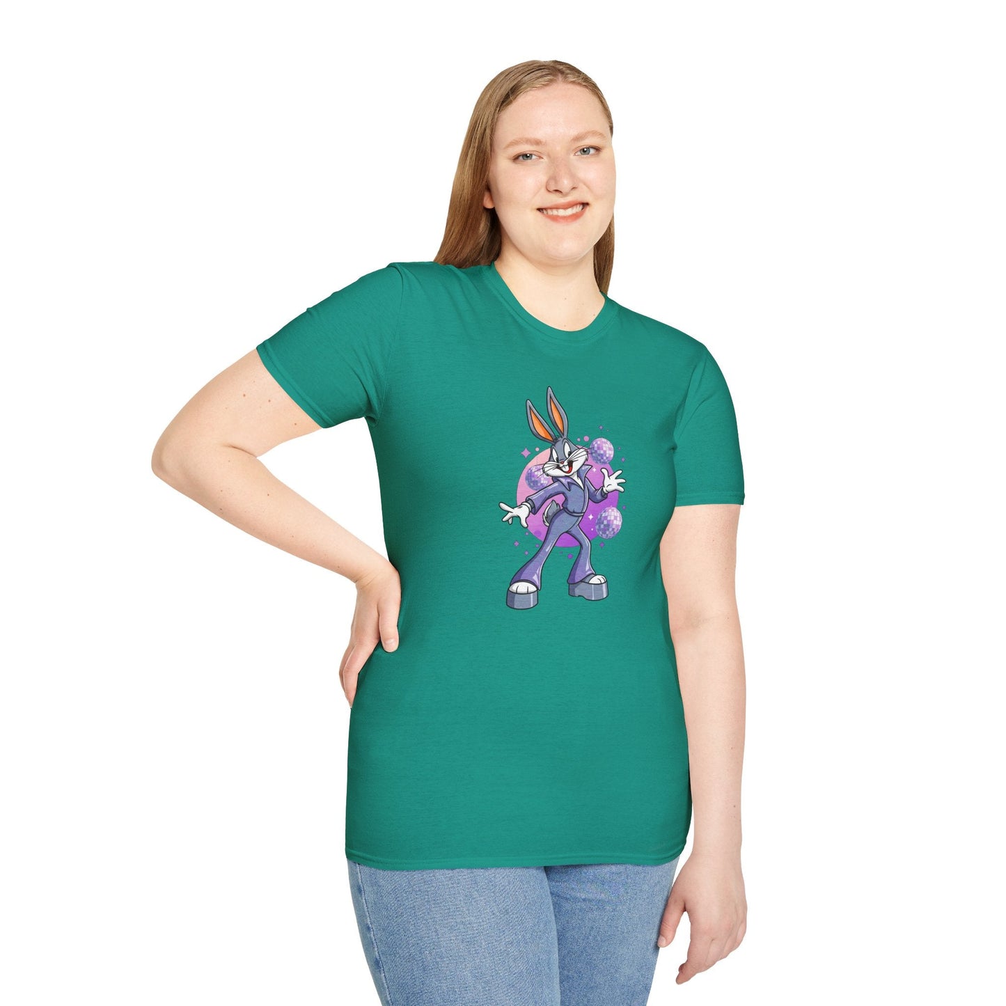 Cartoon Bunny Graphic Unisex Cotton Animal Animation Artwork Design Tee 5