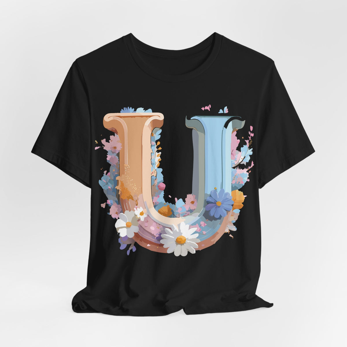 Letter U Graphic Unisex Cotton Bella+Canvas Tee with Art Letter Design