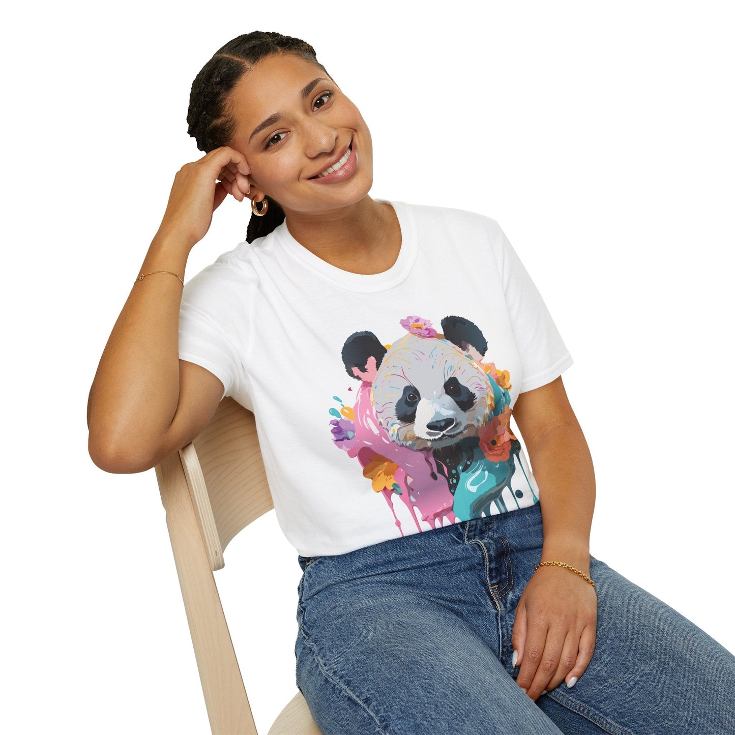 Gildan Softstyle Panda Shirt Unisex T Shirt With Panda Animal Design 100 Percent Cotton Tee