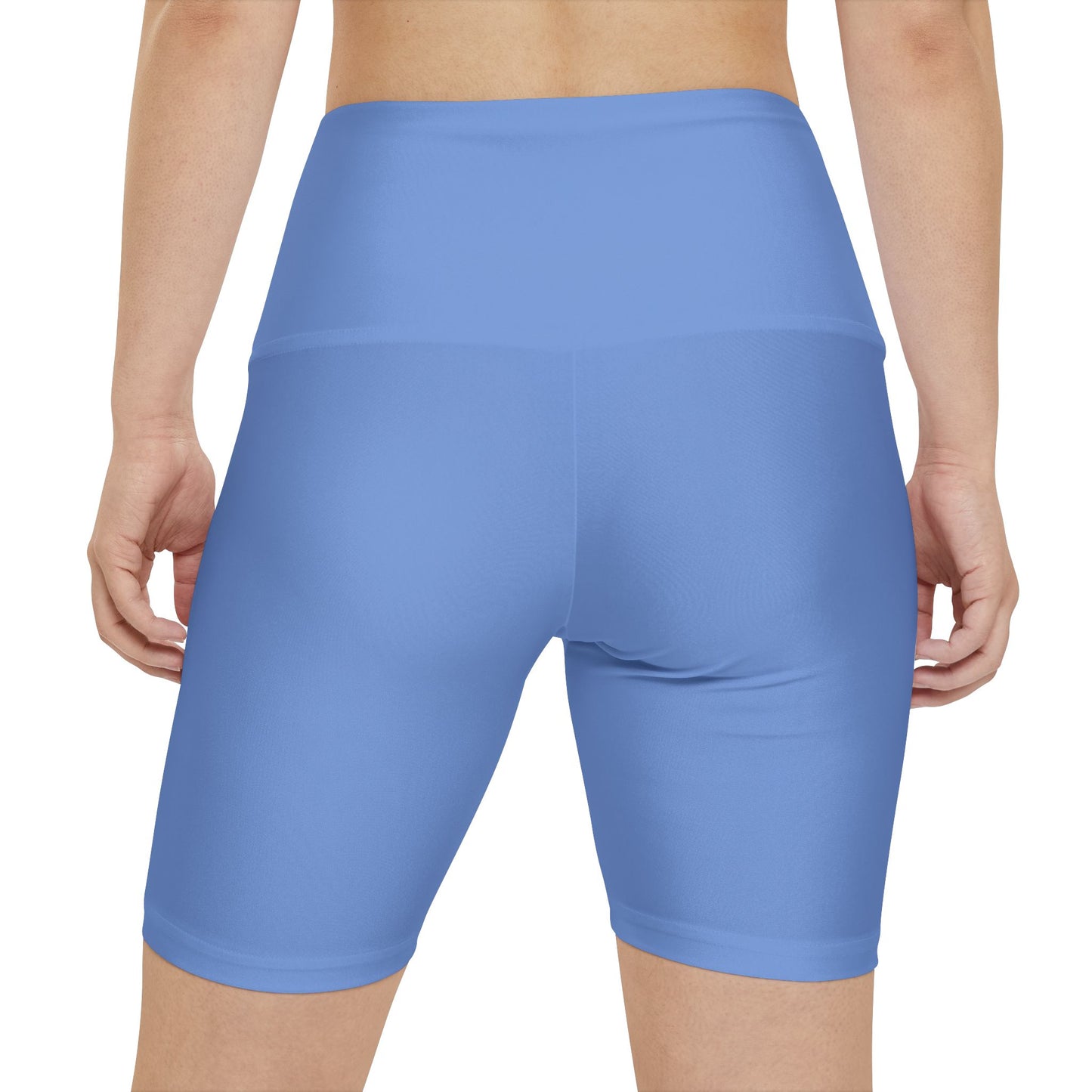 Wisteria Blue Women's Workout Shorts — Solid High-Waist Biker Shorts for Exercise & Everyday Wear