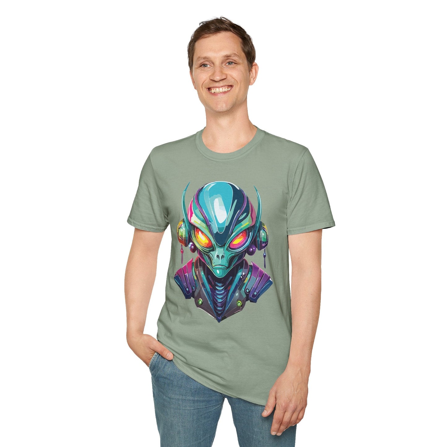 Alien Graphic Unisex Cotton Softstyle UFO Artwork Tee 1