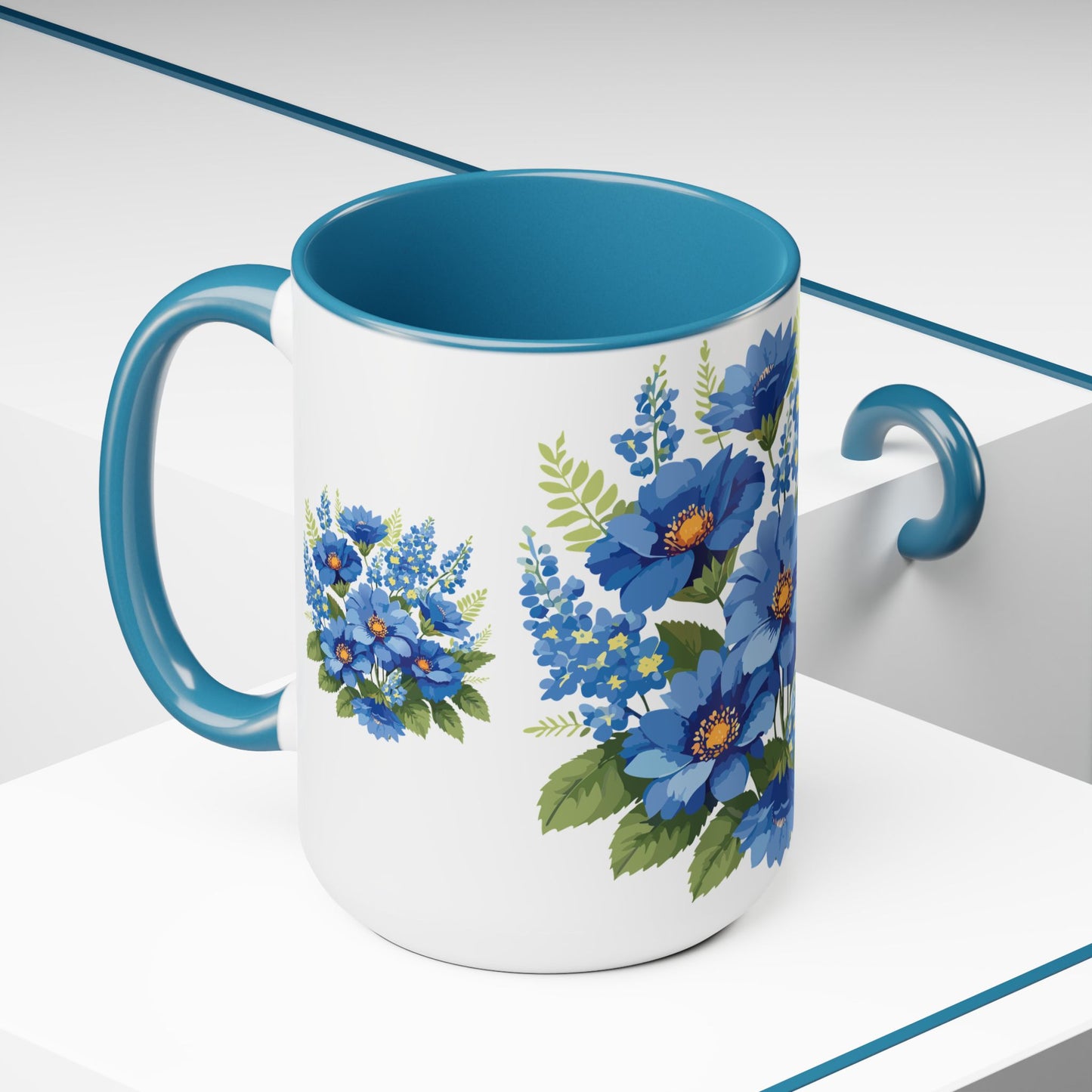 Two-Tone Coffee Mug with flowers