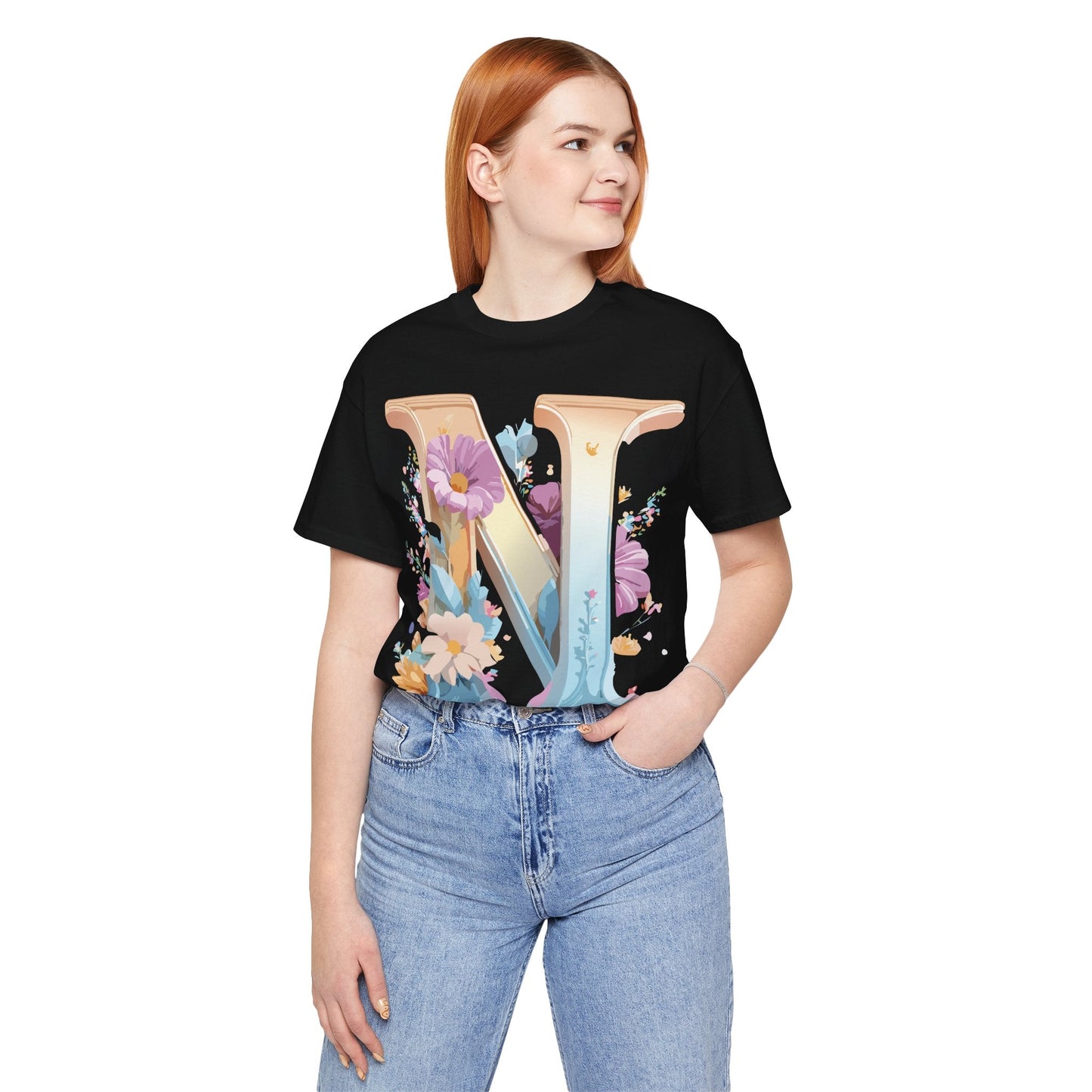 Letter N Shirt Unisex Graphic Tee By Adelpha Vintage Inspired Artwork Short Sleeve