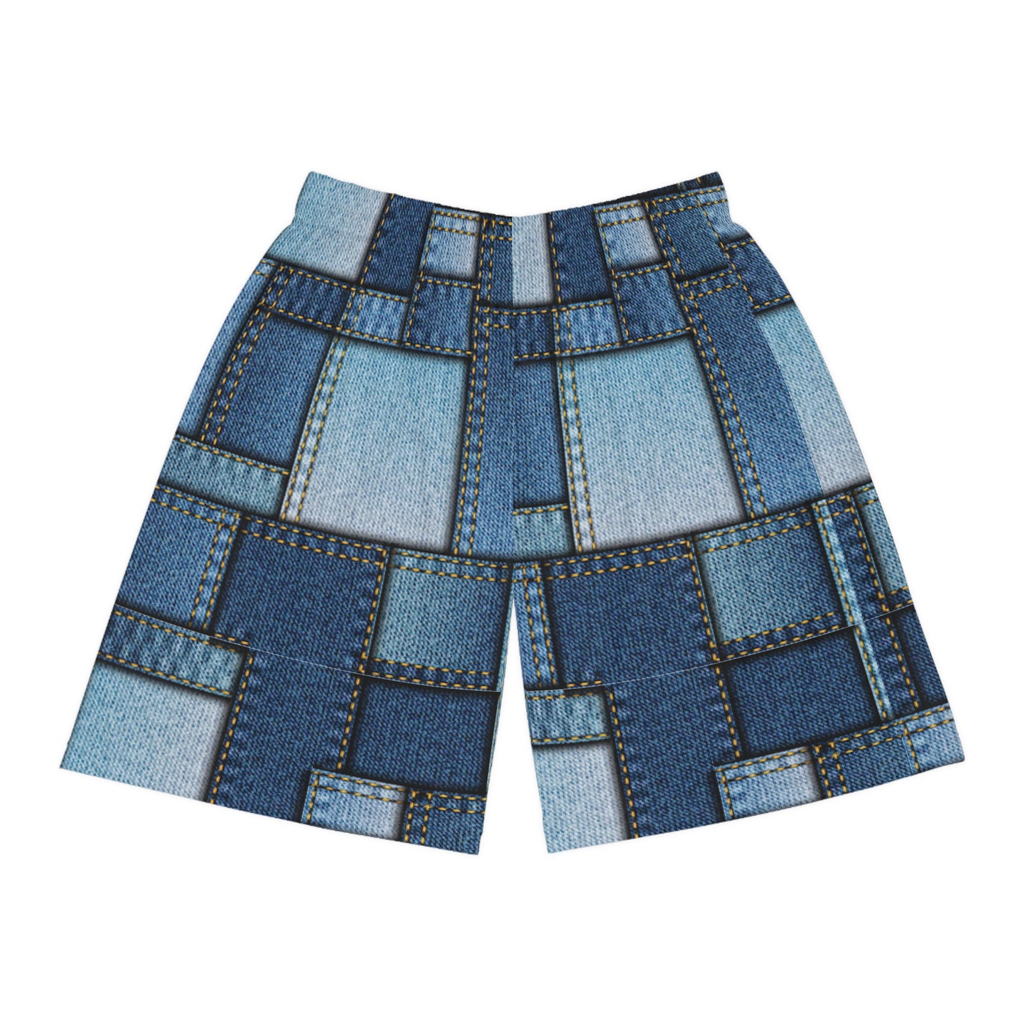 Denim Print Basketball Shorts, Basketball Shorts with Denim Print 1